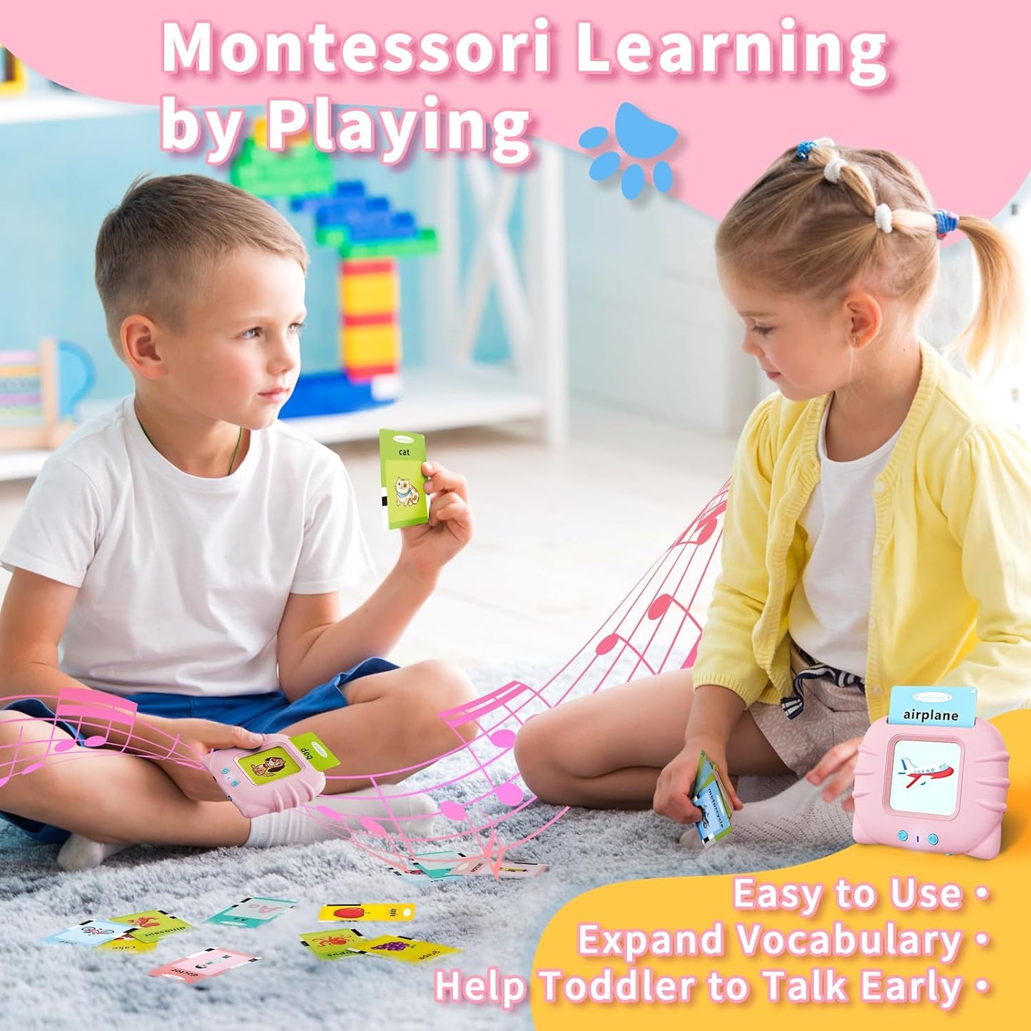 Toddler Toys Talking Flash Cards for 1 2 3 4 5 6 Year Old Boys and Girls, Autism Sensory Toys for Autistic Children, Learning Educational Montessori Speech Therapy 248 Sight Words Kids Gifts