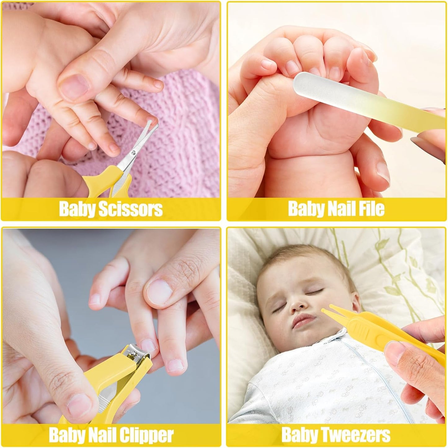 Baby Healthcare and Grooming Kit for Newborn Kids, 24PCS Upgraded Safety Baby Care Kit, Newborn Nursery Health Care Set, Baby Care Products (Yellow)