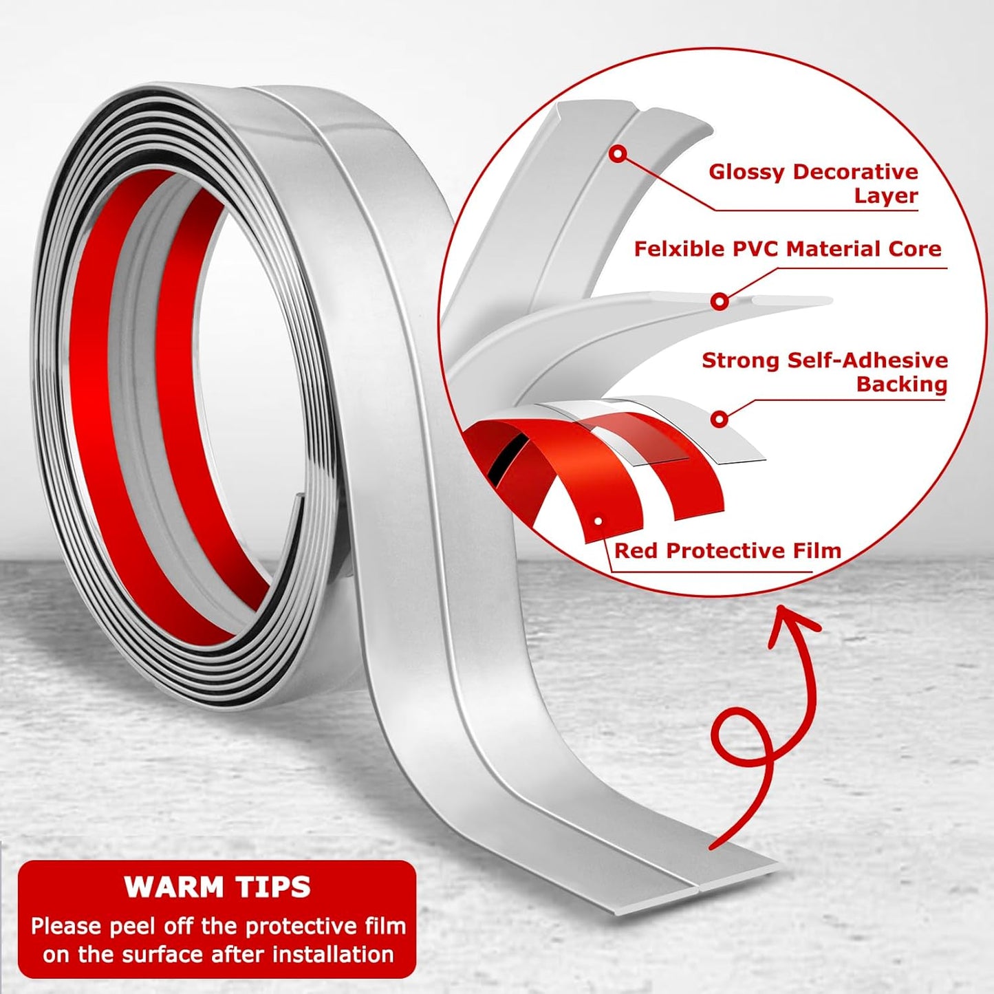 Flexible Wall Corner Protector Moulding Trim Peel and Stick Wall Corner Guards Edge Protector Self Adhesive Wall Molding Trim Strip for Wall Edge Corner Ceiling (Silver, 2.4 in x 10 Ft)