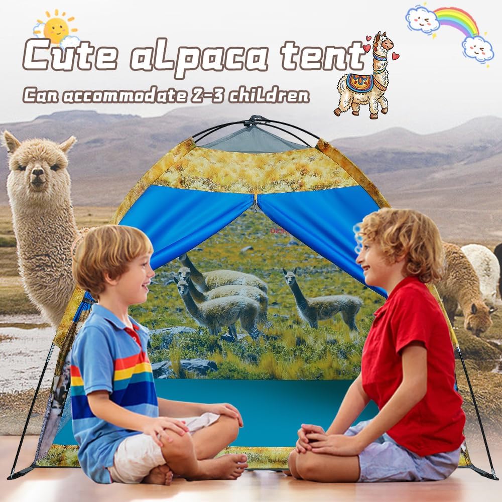 Kids' Alpaca Tent - Fun Pop-Up Playhouse for Boys and Girls - Easy Setup, Indoor/Outdoor Adventure Tent - 47" x 47" x 43"