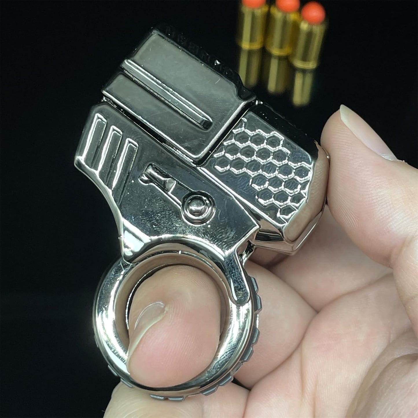 Alloy Gun Shape Fidget Ring EDC Fidget Spinner Metal Hand Spinner Adult Fidget Toys ADHD Tool Anxiety Stress Relief Toys Office Desk Toys (Gray)