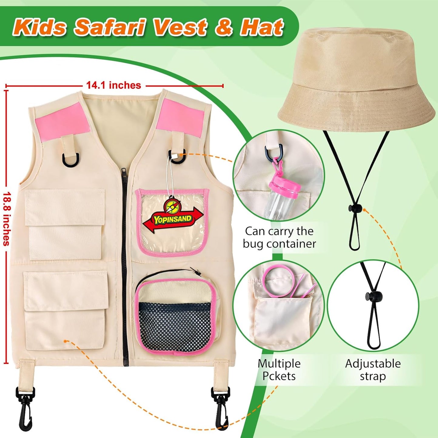 Kids Explorer Kit & Bug Catcher Kit, Kids Camping Gear for Kids, Outdoor Exploration Set with Vest & Hat, Ideal Outdoor Camping Adventure Toys for Ages 3 4 5 6 7 8 Boys Girls
