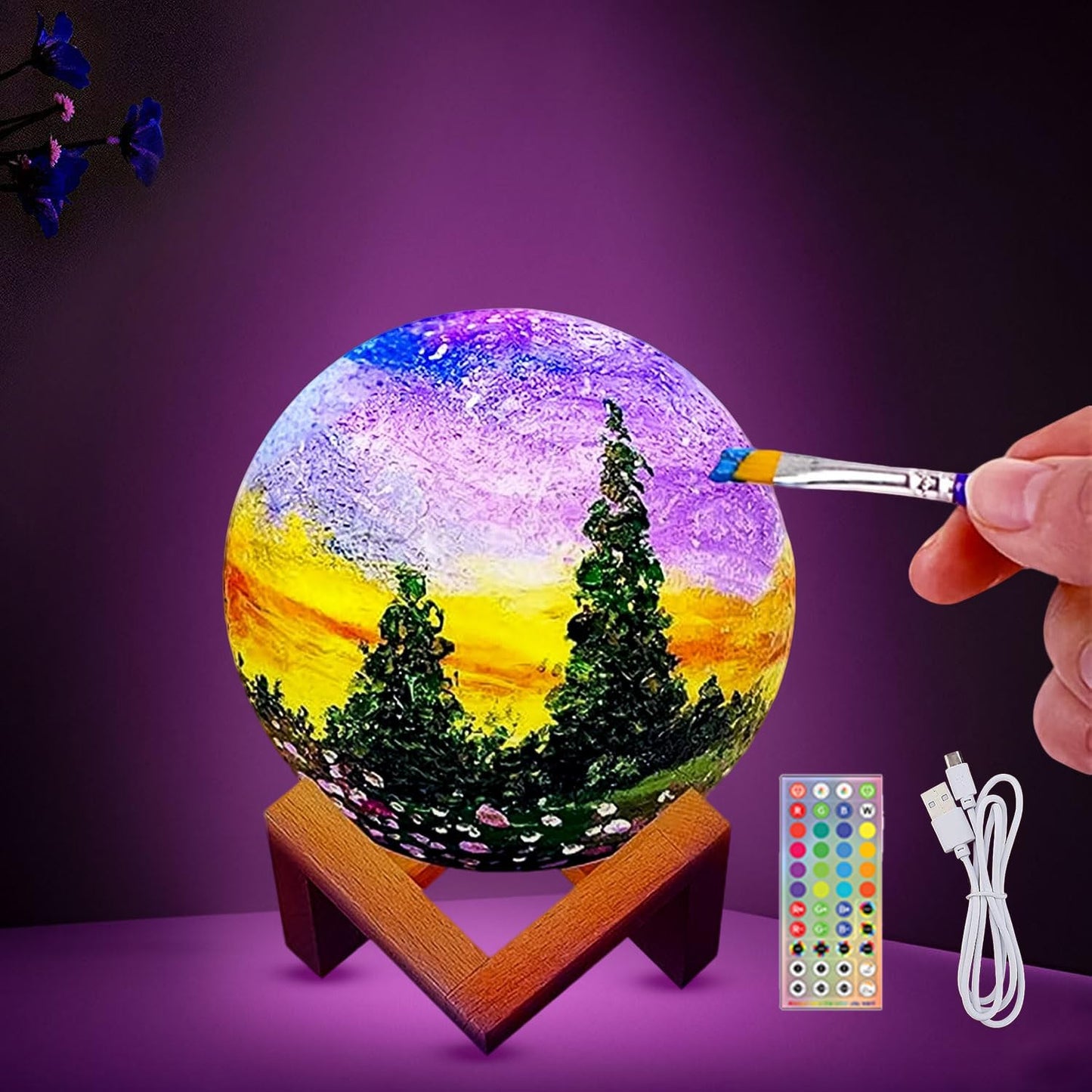 HOLA Paint Your Own Moon Lamp Kit, 2025 Update USB Rechargeable Remote Control, DIY Arts Supplies and Crafts Kit, Ages 6 7 8 9 10 11 12 13 Year Old Girls Boys Kids Birthday Gifts