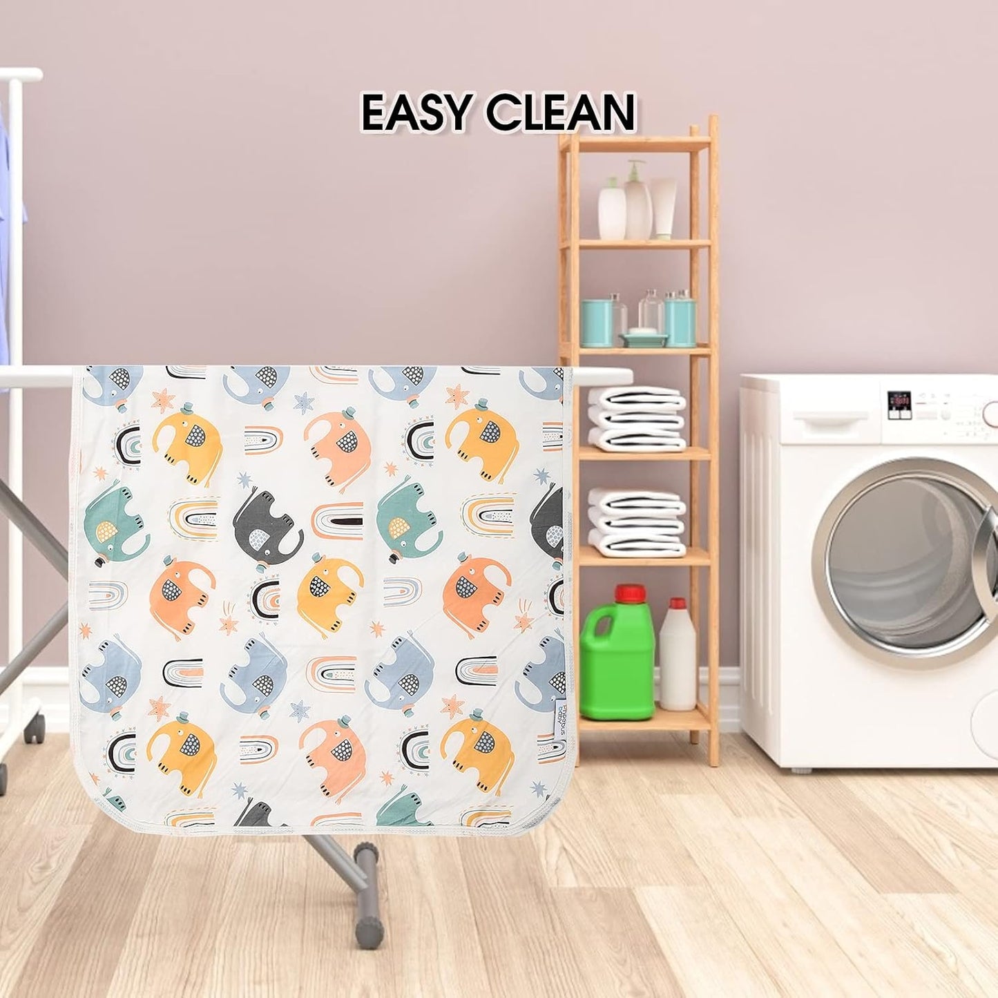 Baby Diaper Changing Pad, 21 5/8" x 31.5" Waterproof Changing Pad Liners - Reusable Soft and Absorbent Portable Changing Mat(Elephant1PCS)