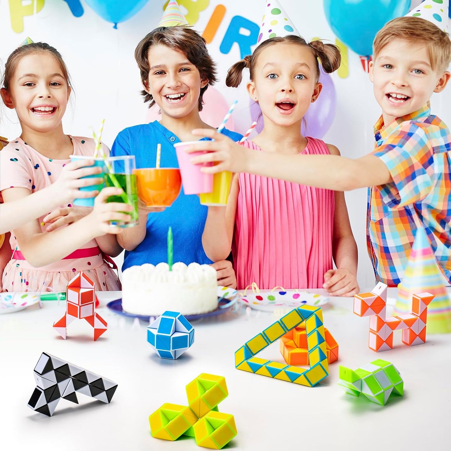 12pcs Party Favors, Fidget Snake Cube Mini Twist Puzzle, Goody Bag Stuffers, Prizes,Classroom Rewards,School,Birthday Gifts Kid,Teens Brain Teasers Speed Cube