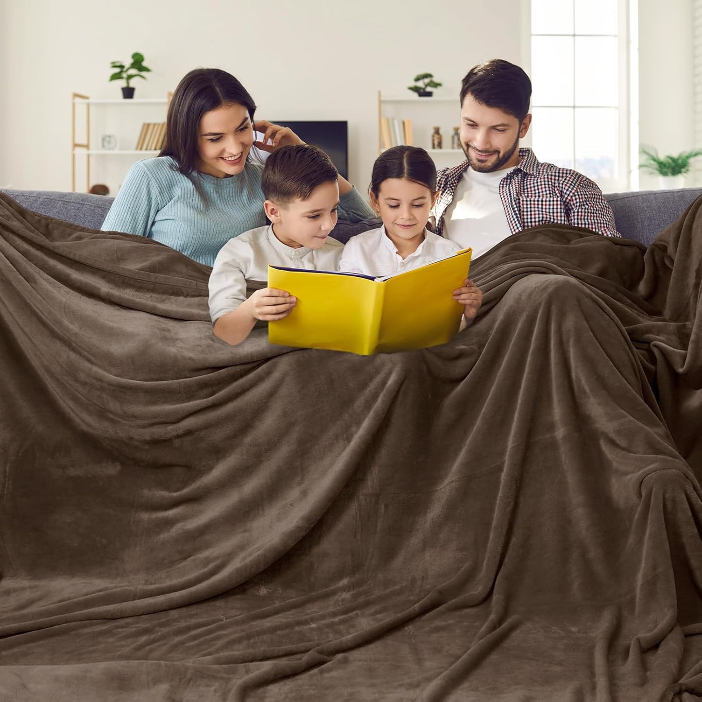 PHF Oversized King Fleece Blanket 120"x120", No Shed No Pilling Big Soft Blanket, Extra Large 10'x 10' Lightweight for Bed, Sofa Travel and Camping, Suitable for All Season, Cocoa Brown