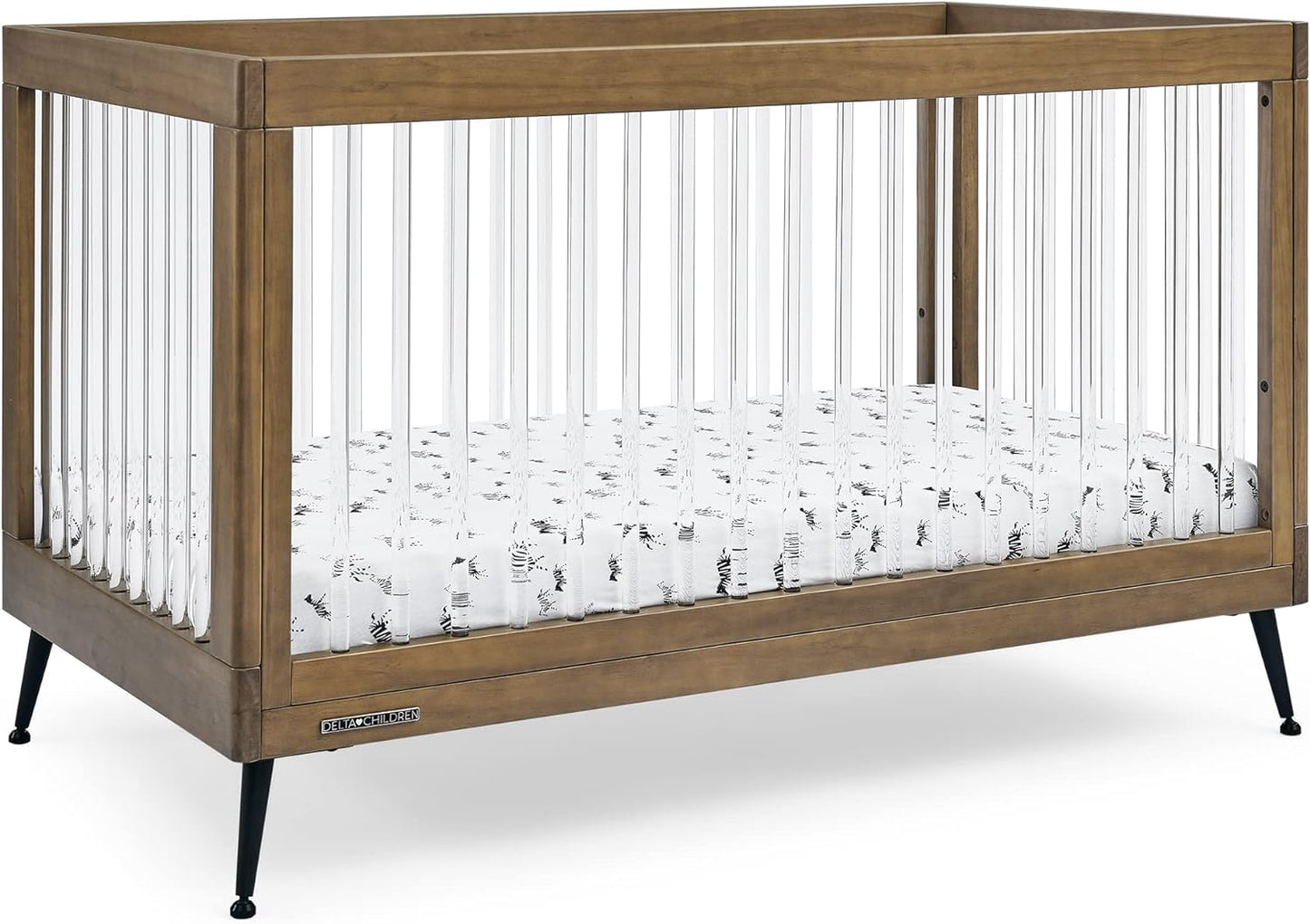 Delta Children Sloane 4-in-1 Acrylic Convertible Crib - Greenguard Gold Certified, Acorn/Matte Black