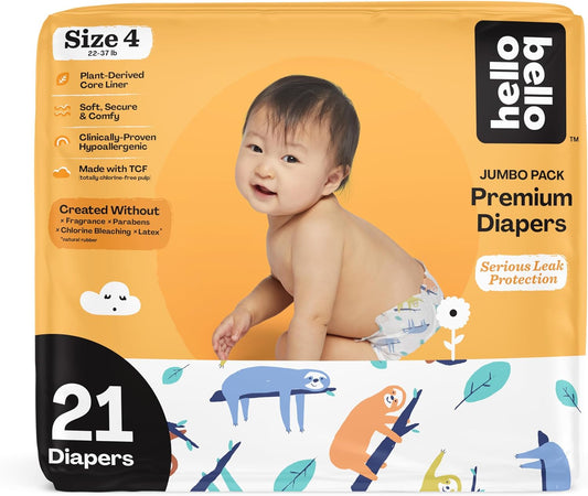 Hello Bello Premium Baby Diapers Size 4, 21 Count of Disposable, Extra-Absorbent, Hypoallergenic Baby Diapers with Snug and Comfort Fit, Sleepy Sloth