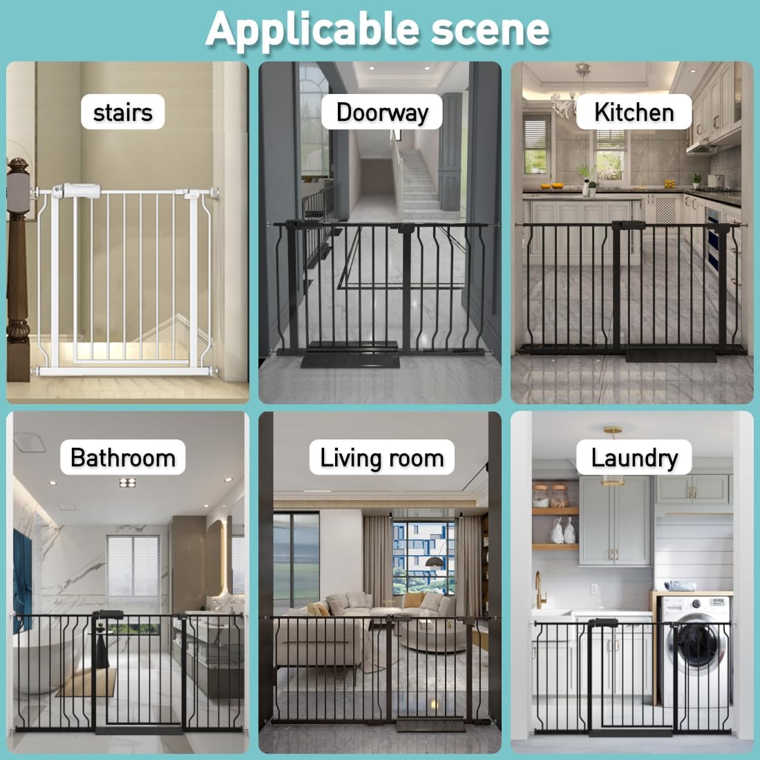 WAOWAO Baby Gate 38.58-43.27" Extra Wide Pressure Mounted Walk Through Swing Auto Close Safety White Metal Toddler Kids Child Dog Pet Puppy for Stairs,Doorways,Kitchen