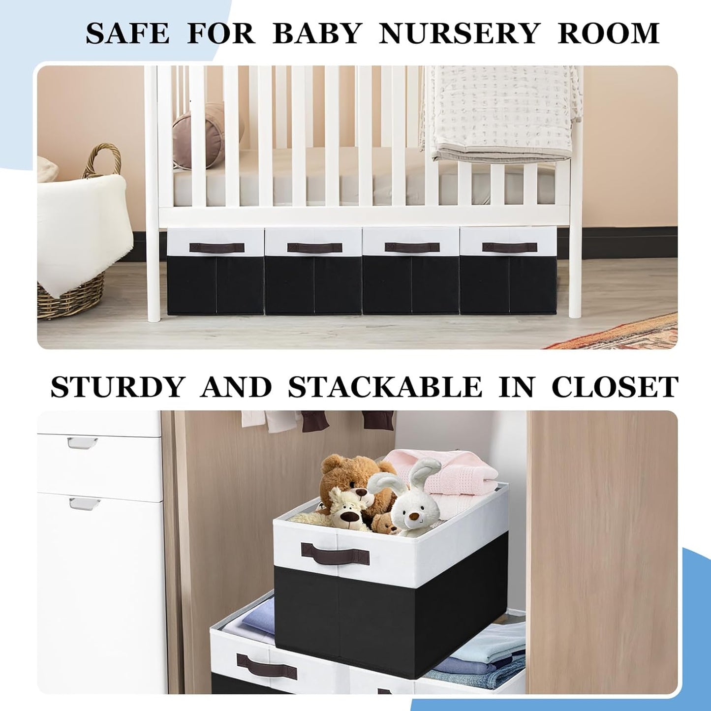 Criusia 6 Pack Closet Organizers and Storage Bins, Cute Dorm Room Essentials for Clothes Beddings Bags, Under Bed Storage Containers, Apartment Essentials Baskets for Organizing (14L*10W*9.5H)