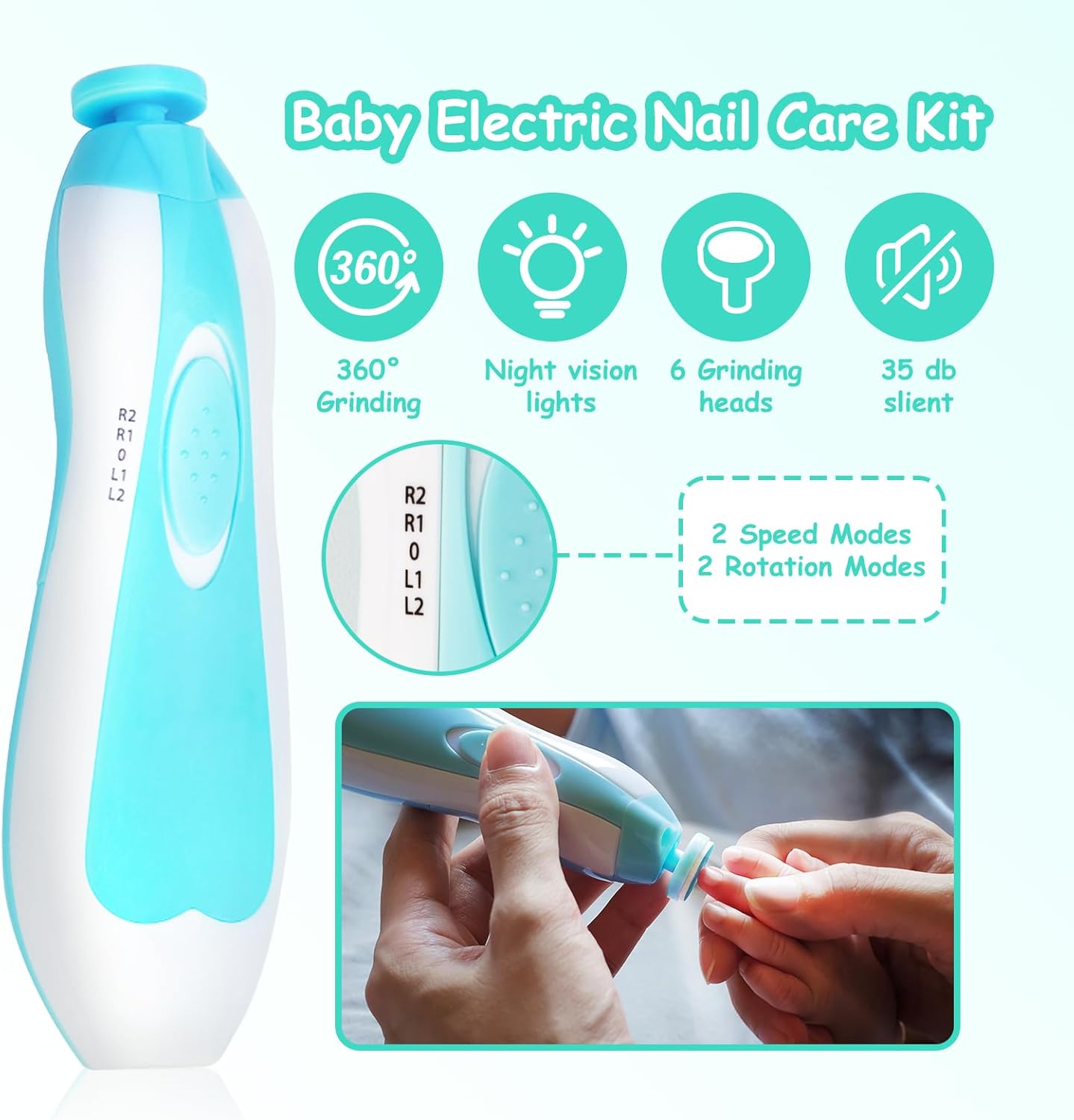 Baby Healthcare and Grooming Kit, 28 in 1 Portable Baby Essentials Kit Electric Nail Trimmer Set with Gas Relief Hair Brush Comb Nasal Aspirator for Newborn Boys Girls (Green)