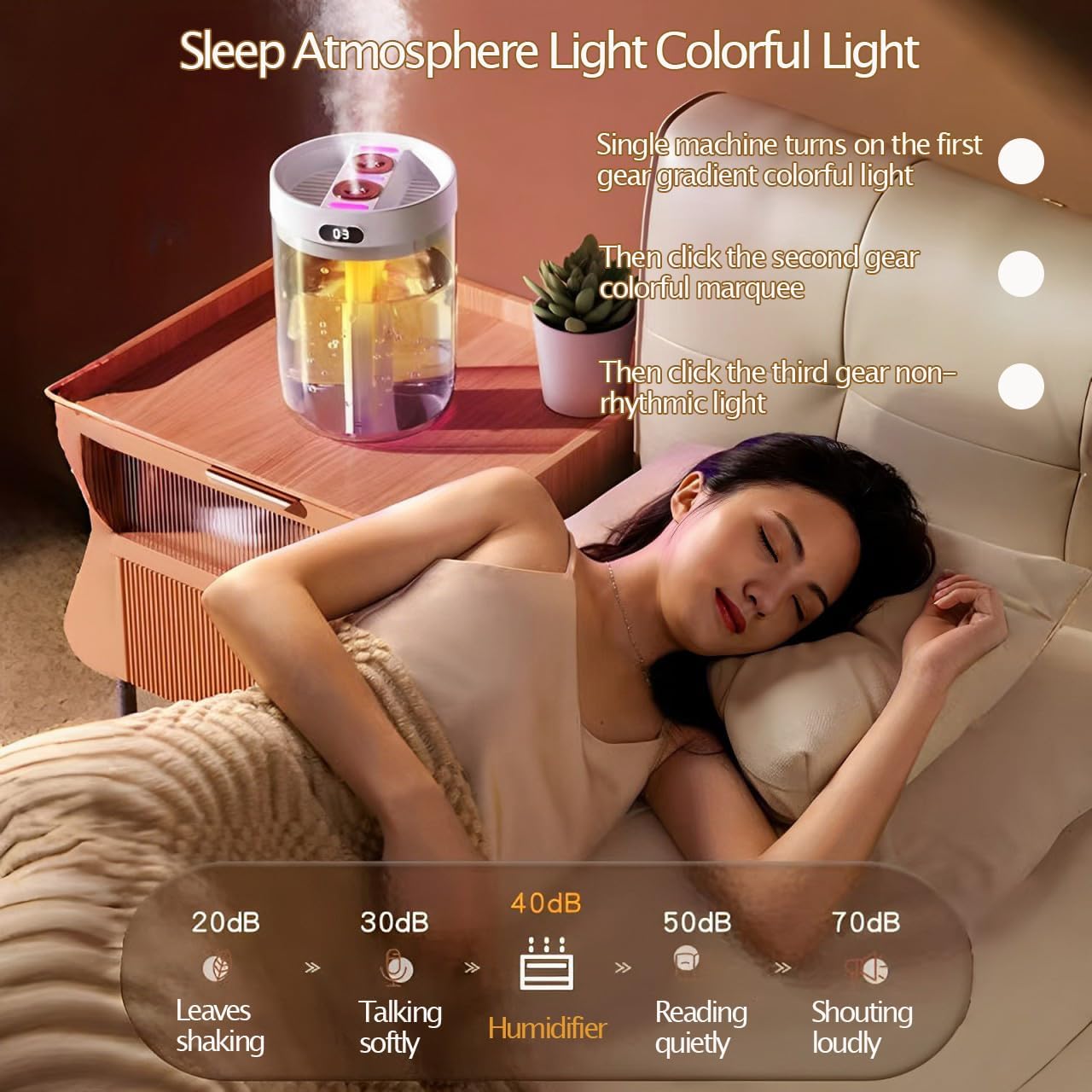 Humidifiers for Bedroom,Cool Mist Humidifiers Room Humidifier Colorful Breathing Light Silent Humidifier USB personal desktop humidifier, for baby bedroom travel office home