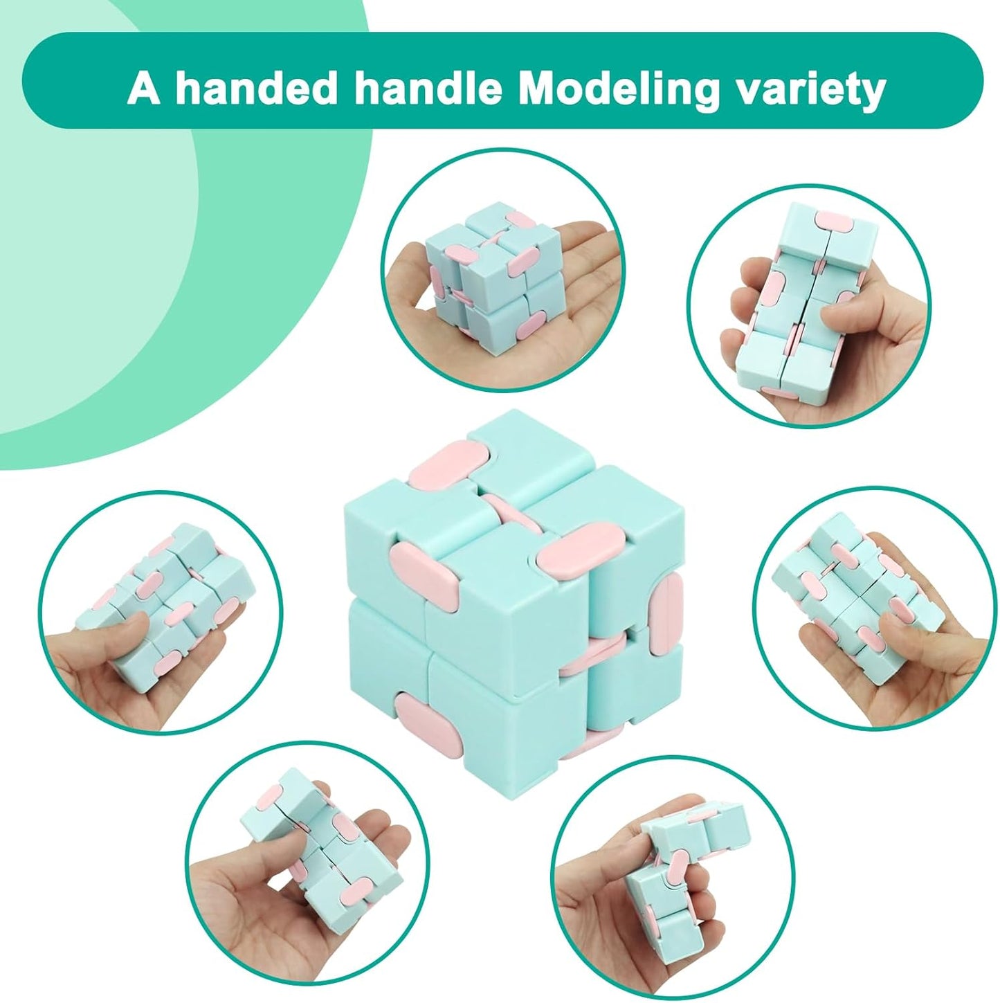 Infinitycube Fidget Toy Stress Relieving Fidgeting Game for Kids and Adults,Cute Pocket-sized Unique Gadget for Anxiety Relief and Kill Time (Macaron Green)