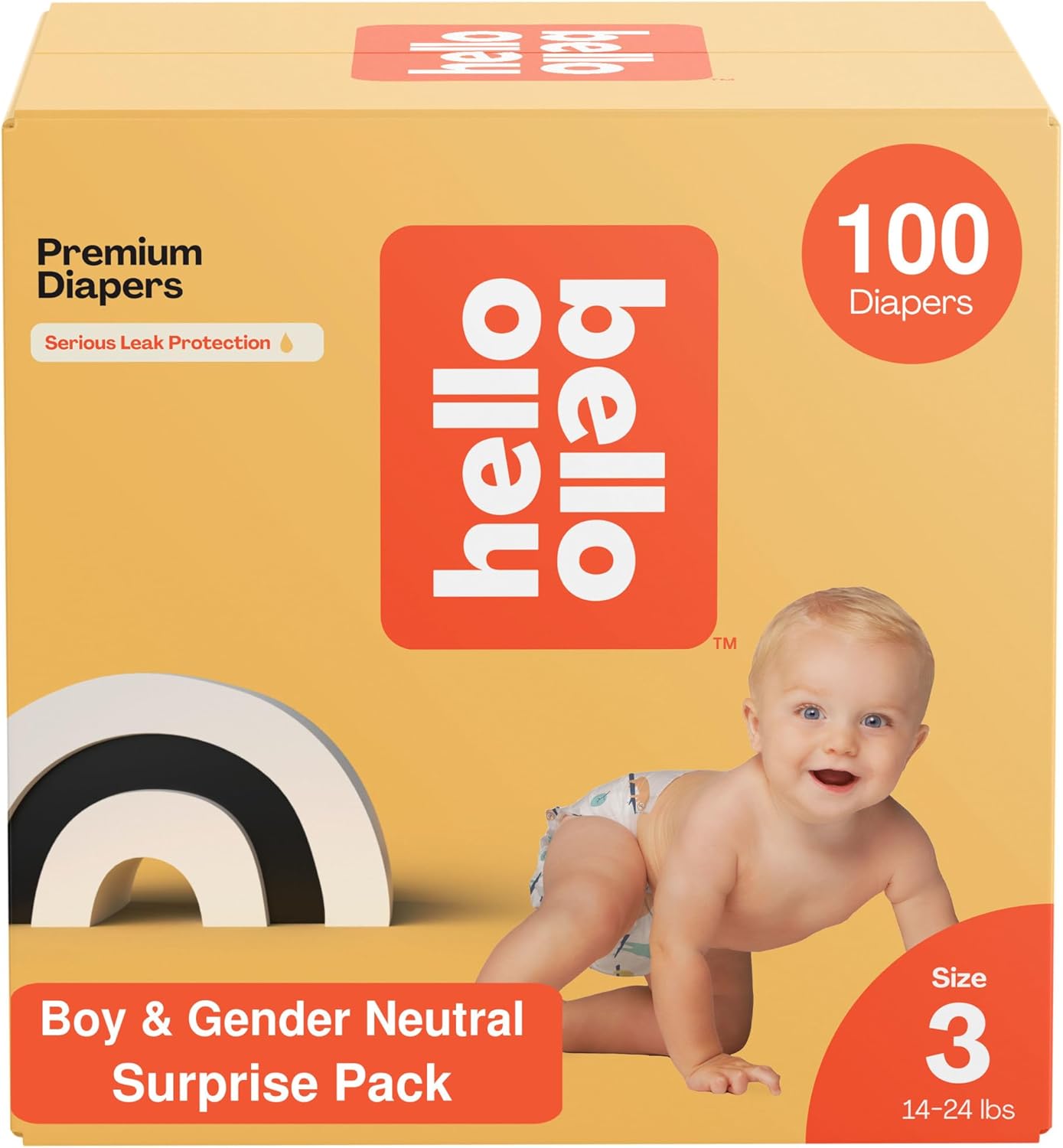 Hello Bello Premium Diapers, Size 3 (14-24 lbs) Surprise Pack for Boys - 100 Count (Pack of 1), Hypoallergenic with Soft, Cloth-Like Feel - Assorted Boy & Gender Neutral Patterns
