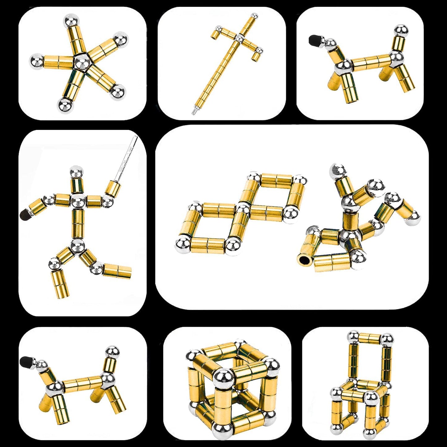 Fidget Pen,Magnetic Pen， Decompression Magnetic Toy Pen，Magnet Pen Fidget Toy Relieve Pressure Novel Toy Gift for Kids or Friends! (Big Golden)