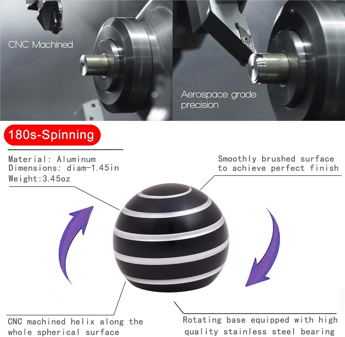 Desk-Toys for Fidget Kinetic-Cool-Gadgets: Cool-Stuff for Kid Children Teen Adult, Optical-Illusion Toy for Office School Home Women Men Christmas Stress-Relief-Gifts 180 Seconds Spinning