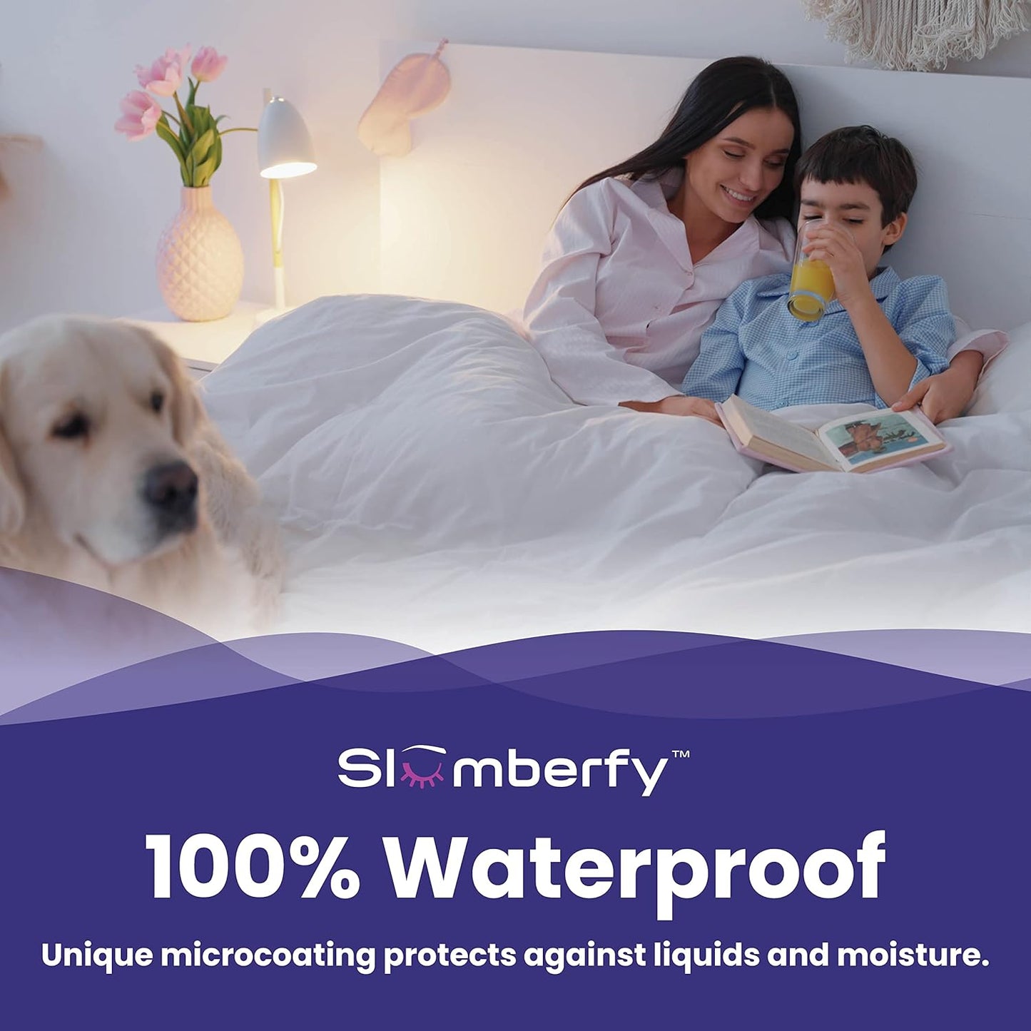 Full Size Waterproof Bamboo Mattress Encasement by Slumberfy - Premium Skin-Safe Mattress Protector with 360° EZ Zipper, Lab-Tested Bed Bug, Zippered Encasement (54x75 in)