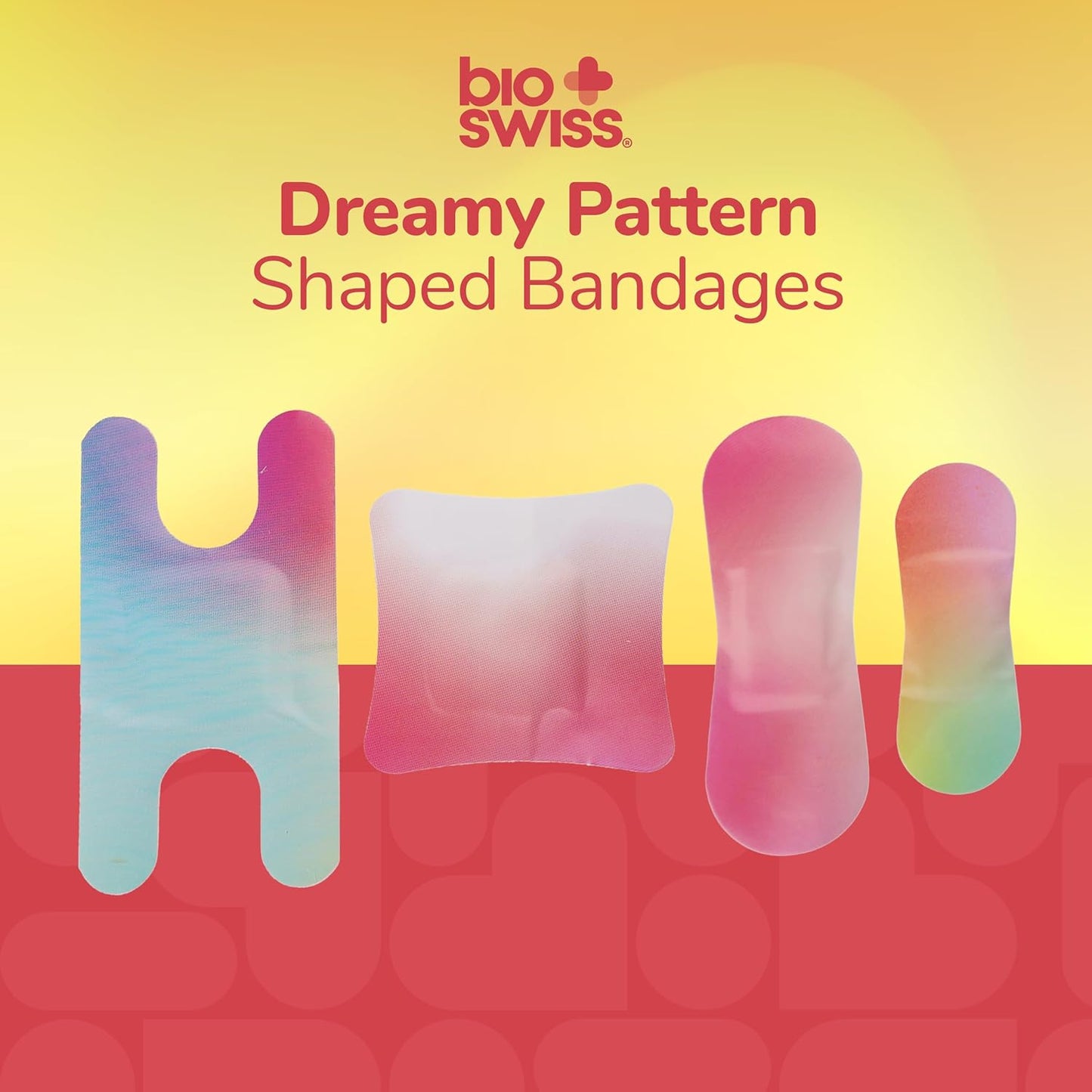 BioSwiss Bandages, Assorted Size Gradient Print Self Adhesive Bandage, Latex Free Sterile Wound Care, First Aid Kit Supplies for Kids and Adults, 60 Count