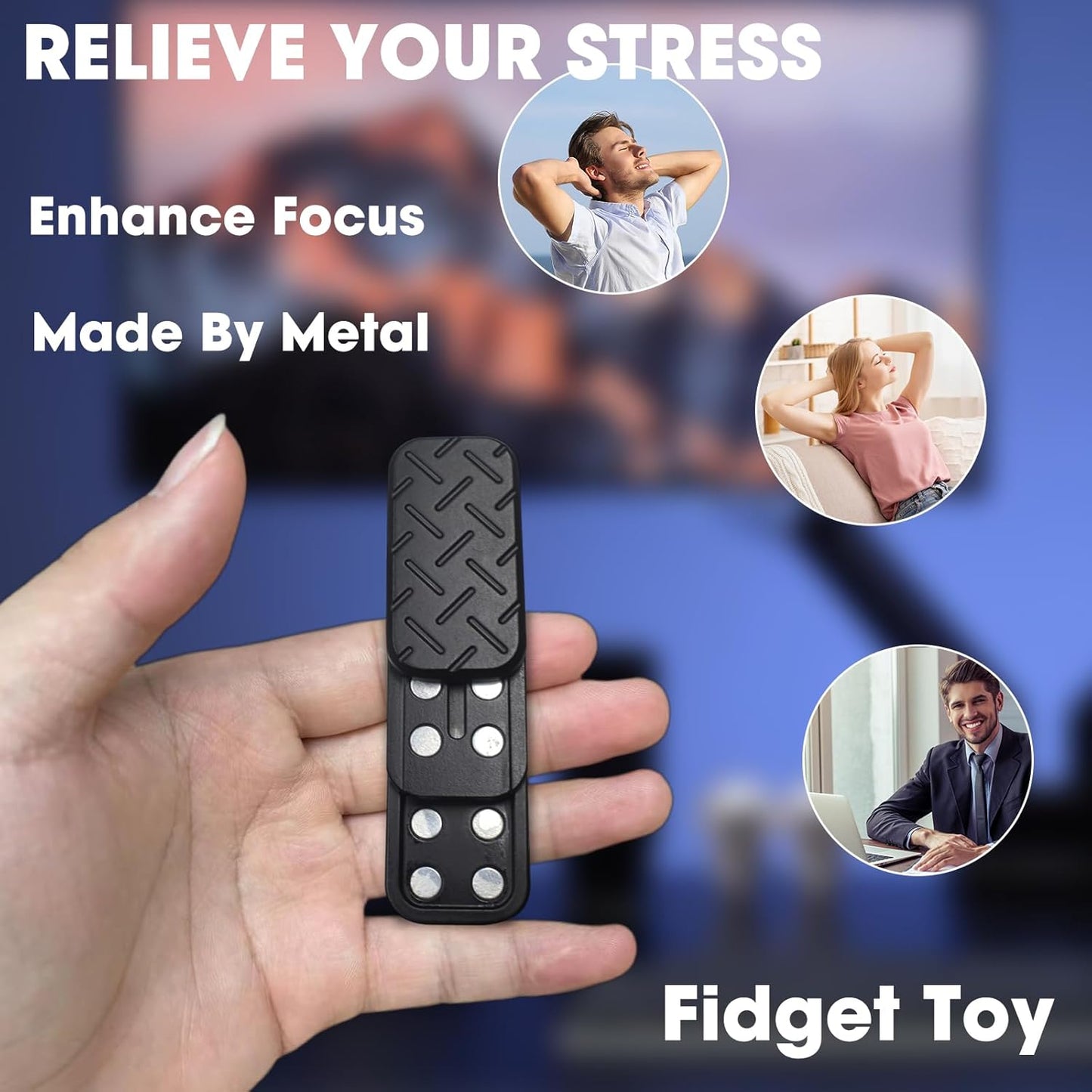 Fidget Slider 3 Layer EDC Metal Magnetic Fidget Toys Adults, Desk Toys Gift for Stress Relief (Black)