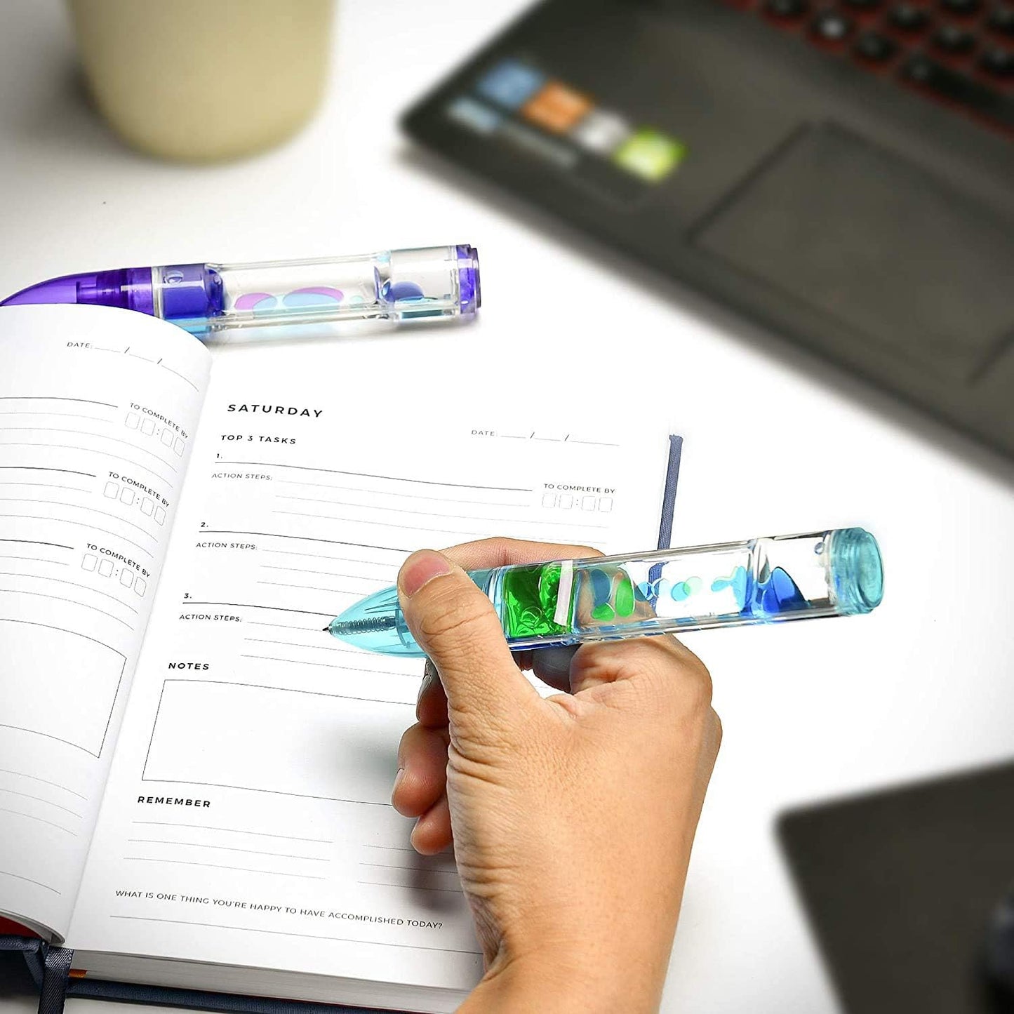 YUE ACTION Liquid Motion Timer Pen / Liquid Timer Pen / Multi Colored Fidget Pen for Desk Toys, Novelty Gift ,Novelty Toy, Single Pack