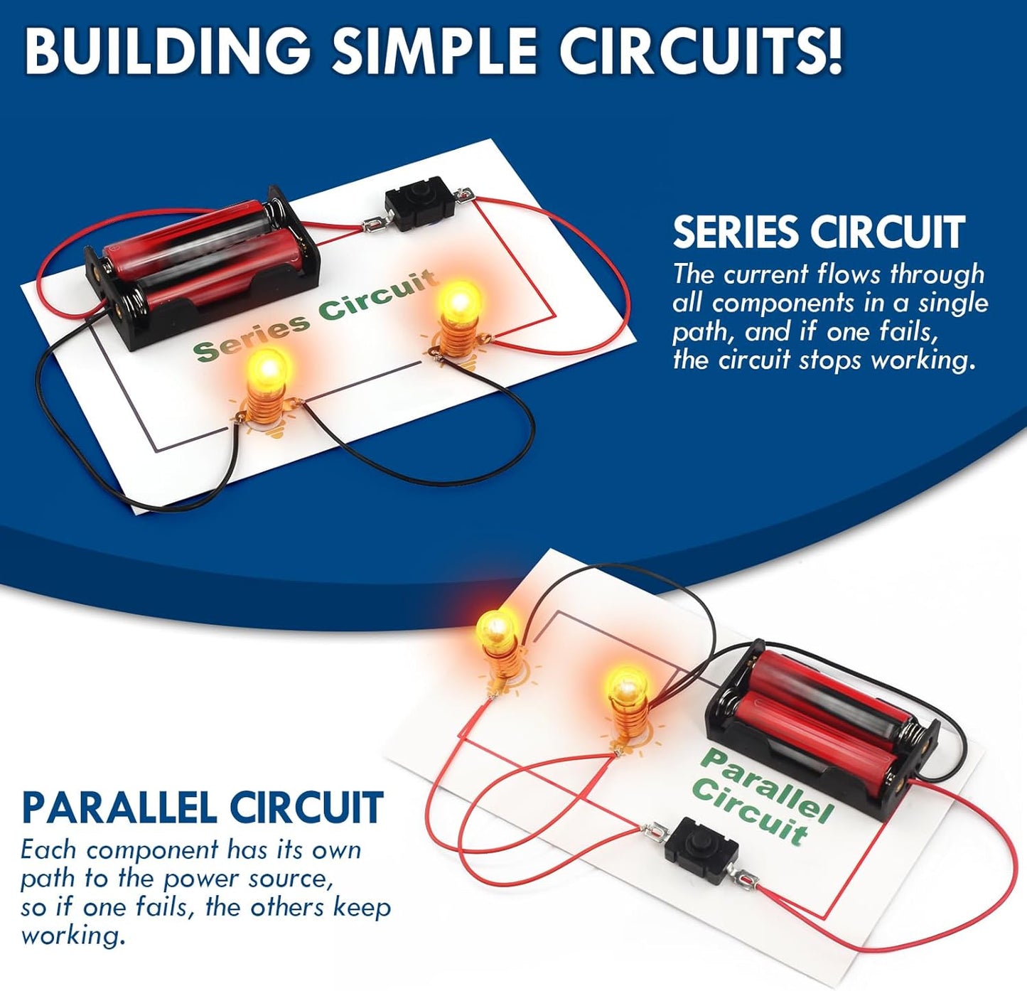 STEM Electric Circuit Kit for Kids Ages 8-12, Electrical Circuits Science Project Light Bulb Experiment, Educational STEAM Kits Electricity Toys Boys Girls Electronic Activities 6 7 8 9 10 12 Year Old