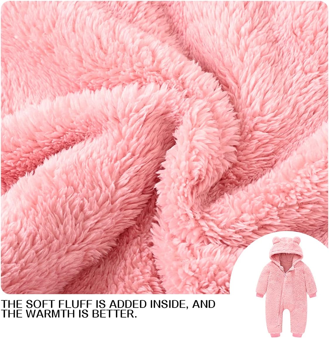 Baby Fleece Jumpsuits Infant Bear Ear Snowsuit Newborn Hooded Romper Warm Coat