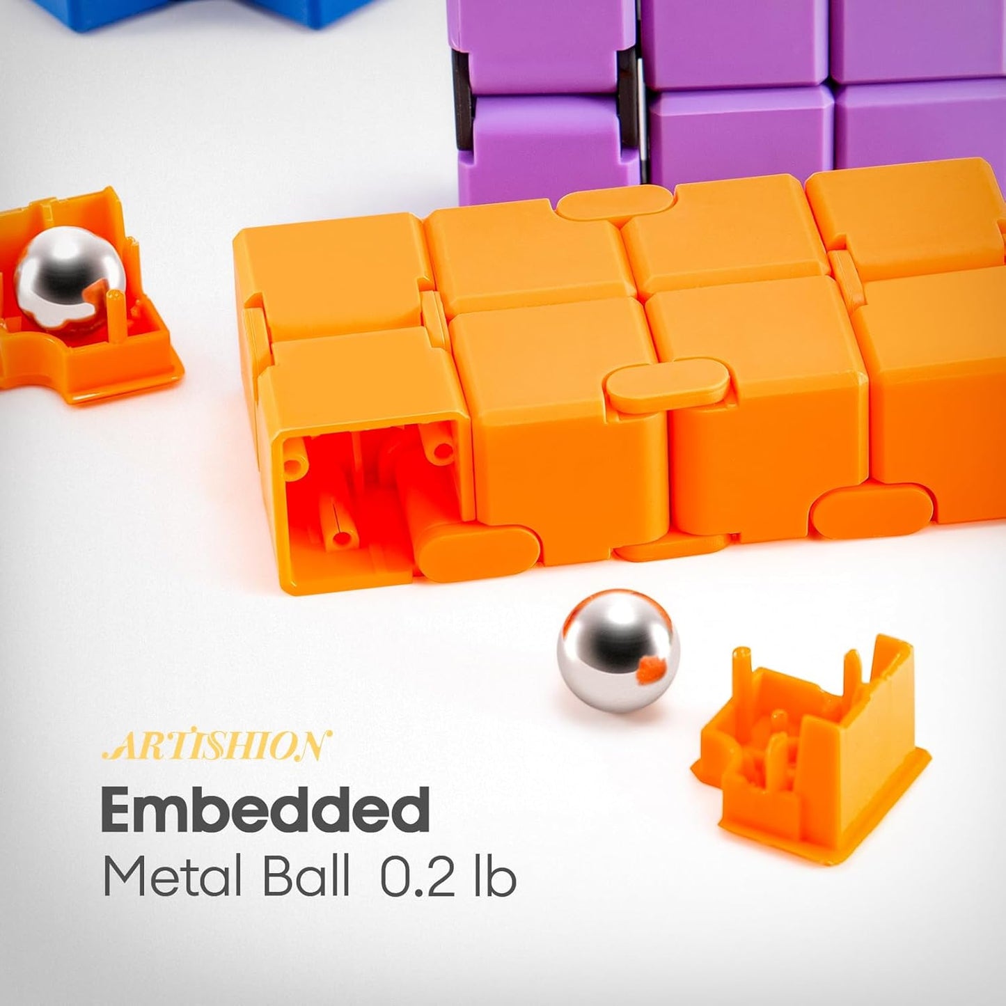 ARTIARTISHION Fidget Cube, Durable Nylon Infinity Desk Toy, Skin-Friendly Handheld Gadget, Mini Stress-Relief Adult Fidget Toy for Anxiety Alleviation （Blue）