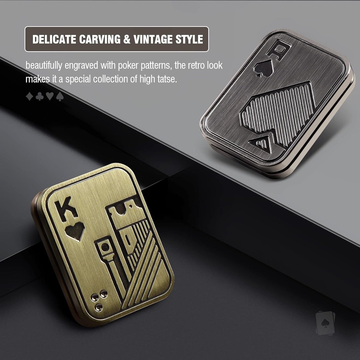 Fidget Toys Adults, EDC Metal Fidget Slider, Magnetic Poker Push Card, Adult Fidget Toy for Anxiety ADHD, Cool Office Gadgets Gift for Dad Teens, Fidgets Toy for Men