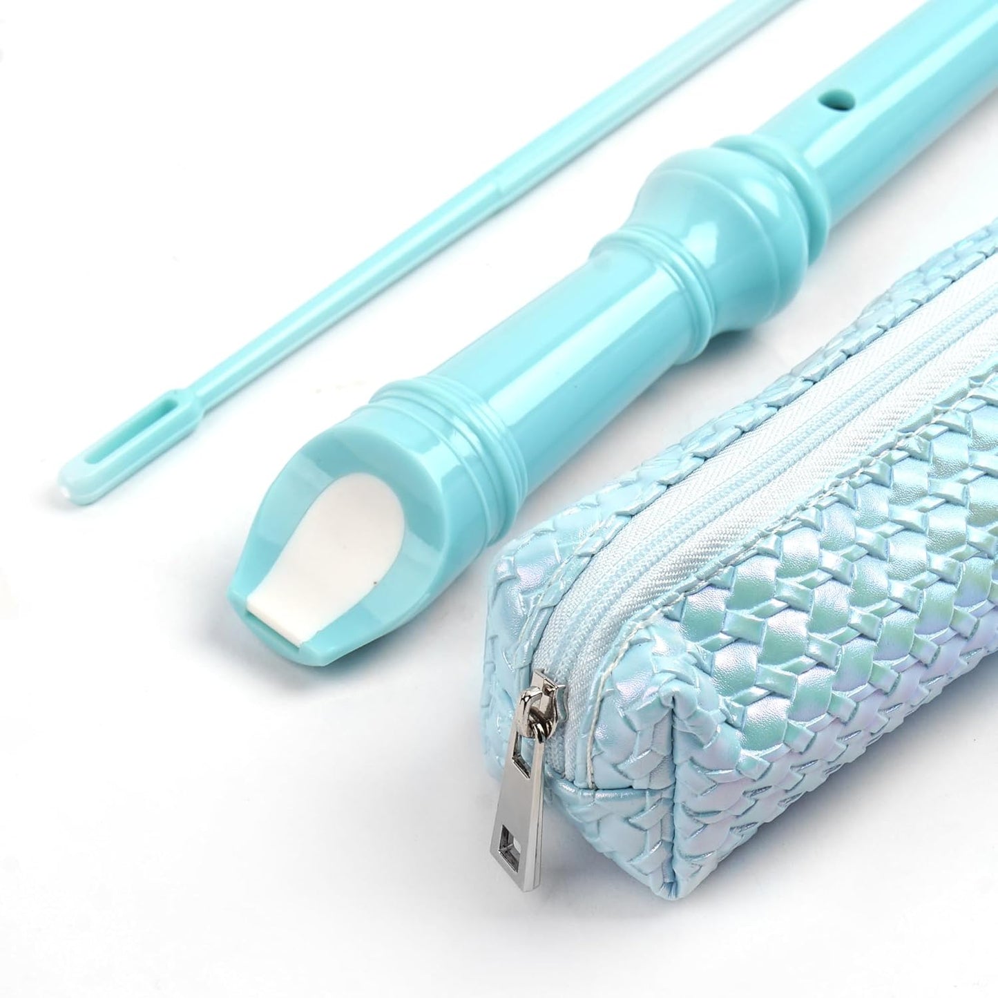 Recorder Instrument for Beginner Kids Adults,8-Hole Soprano Descant Recorder Music Flute with with Cleaning Rod & Leather Case For School Student Home Entertainment(2-Flash Woven Blue)