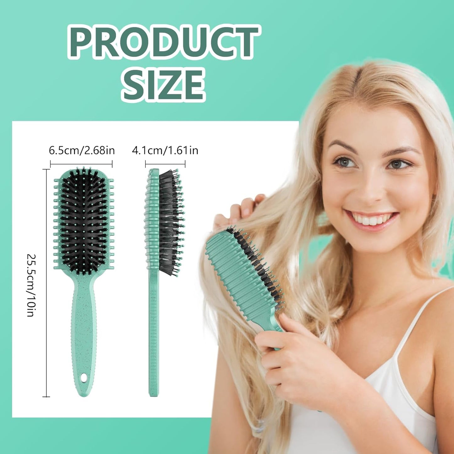 Curl Defining Brush, Curly Hair Brush, Slick Back Hair Brush, For Combing and Shaping Curls in All Hairstyles to Reduce Pulling (Green)