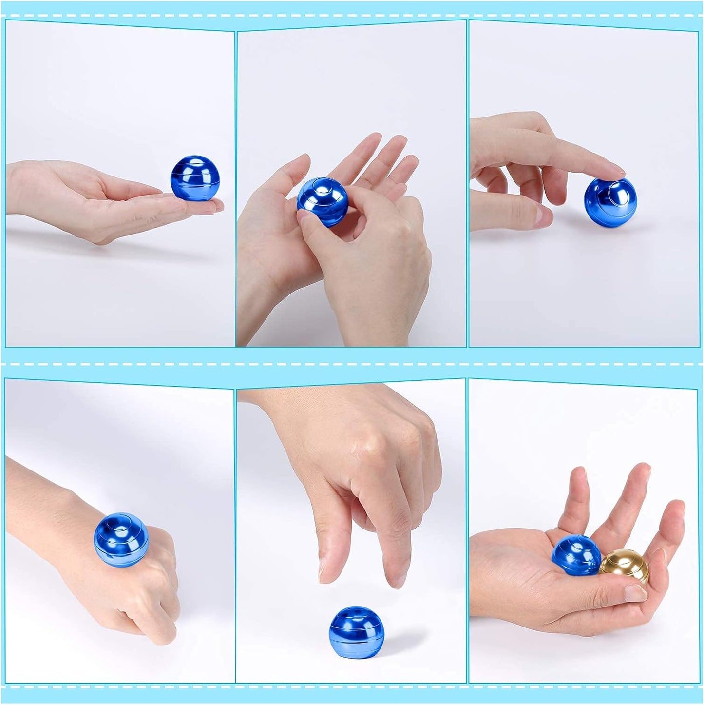 Desktop Ball Transfer Gyro Aluminum Alloy Kinetic Desk Toy Stress Relief Office Executive Gadgets Metal Ball Full Disassembly Rotary Decompression Toy(Blue, S 38mm Ball)