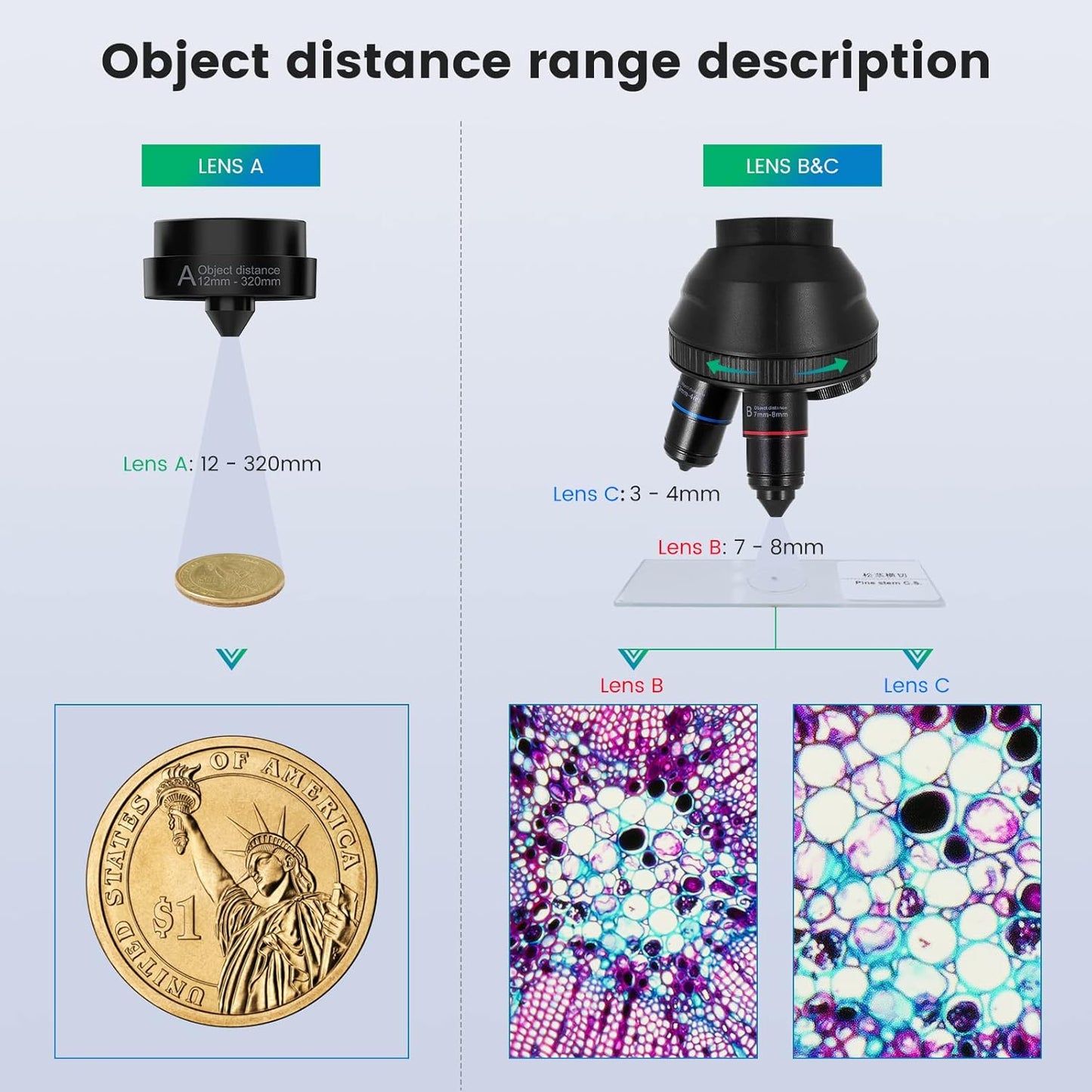 JL246P 3 Lens 7'' LCD Digital Microscope 1000X, Biological Microscope with Prepared Slides for Adults and Kids,12MP for Coin Microscope Full Coin View, 32G Card, Multiple Lights