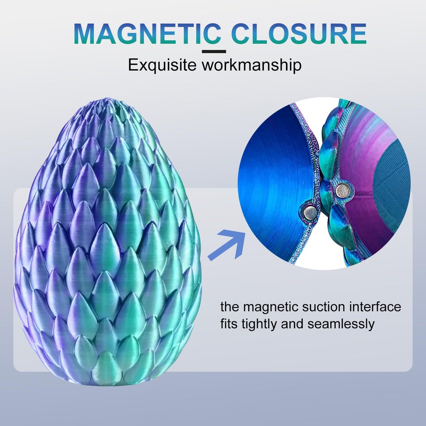 3D Printed Dragon with Dragon Egg 16.5'' Articulated Dragon Crystal Dragon Fidget Dragon Egg Toys Executive Desk Toys (Blue Burgundy, Dragon Only)