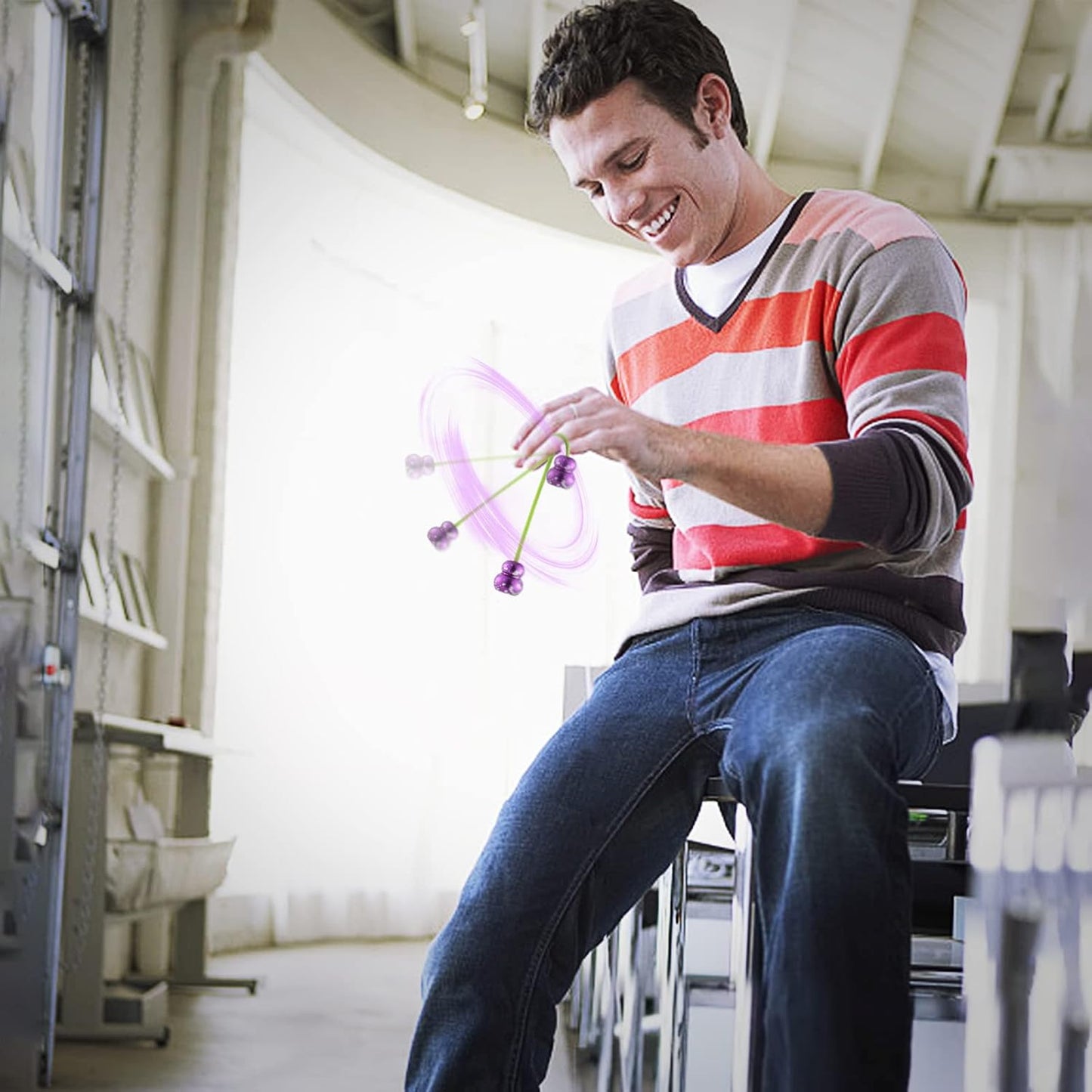 Begleri Fidget Beads - Worry Fidget Beads Spin & Bump - Made of Aluminum Alloy - for Men Women Youngs Skill Players Creates a Bit of Magic for You (Cala-Purple&White)