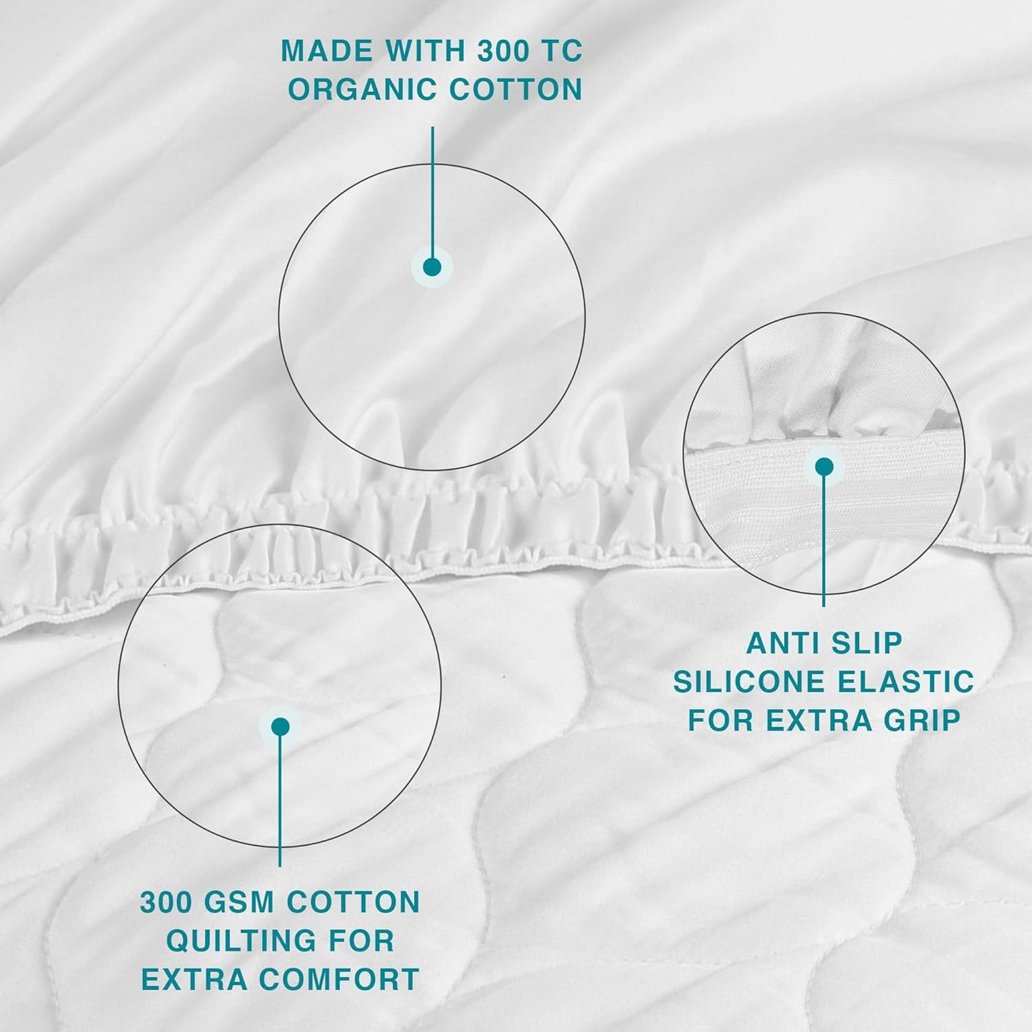 FABDREAMS Organic Quilted Mattress Protector Twin Size | Mattress Pad| Mattress Cover| Naturally Breathable | Noiseless| Fits up to 17" Deep Pockets| Temperature Regulating | Twin | White