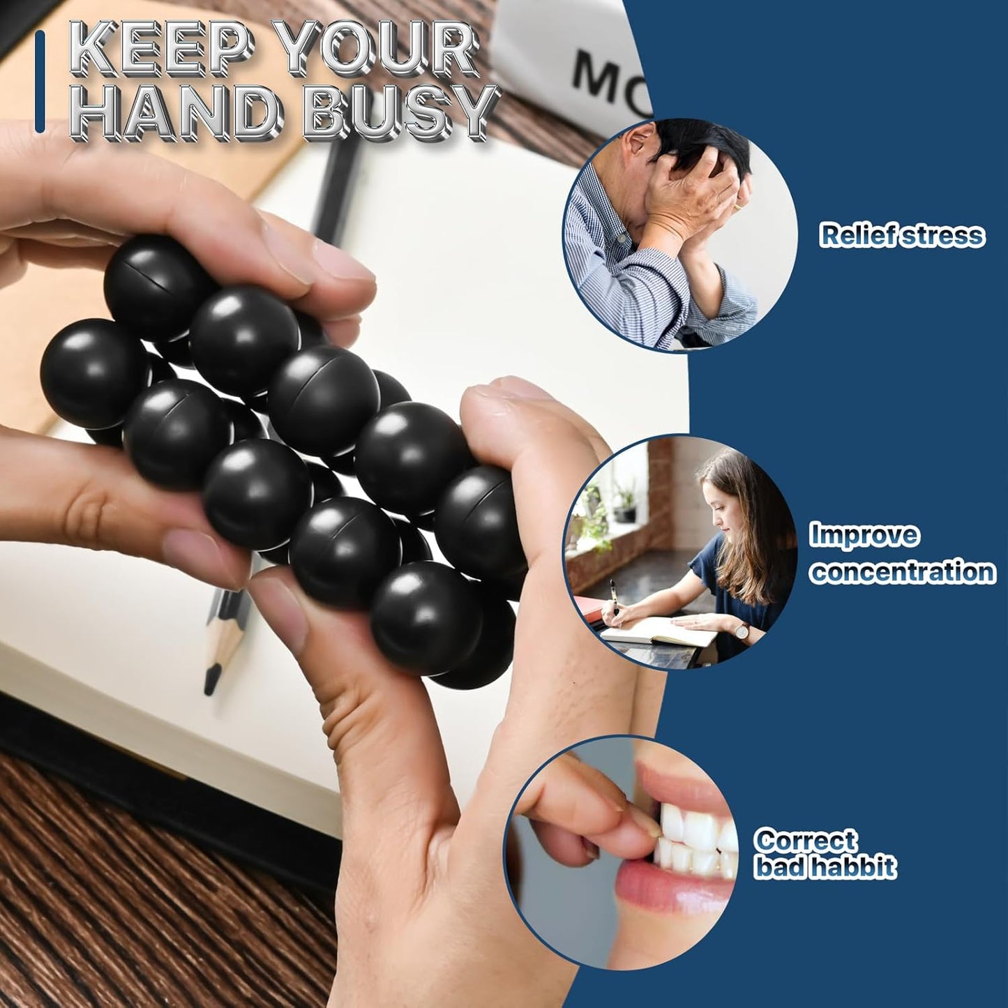 Fidget Ball Toys Adult, Autism Sensory Toys for Kids Teens, Autistic Travel Toys EDC Quiet Cool Desk Fidget Toys Adults Stocking Stuffers Gift for Boys Girls Men (4 Pcs)