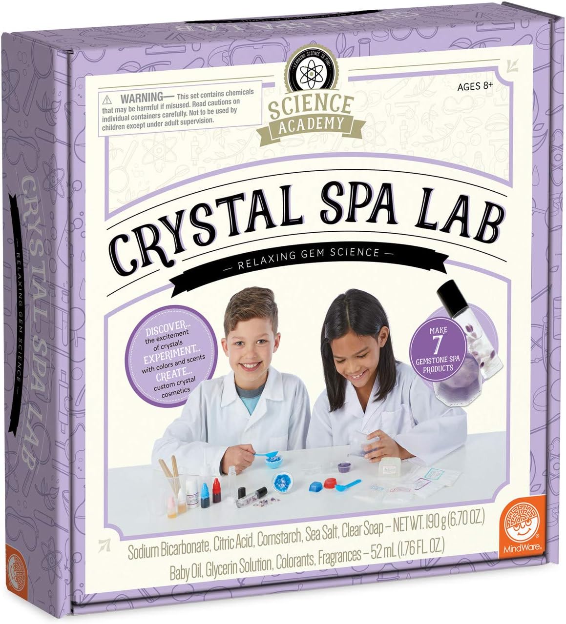 MindWare Science Academy Crystal Spa lab - Kids & Teens Create 3 spa Gifts with Our 19pc Science kit – A Creative DIY Chemistry kit for Both Boys & Girls – Great Gift for Children & Teenagers