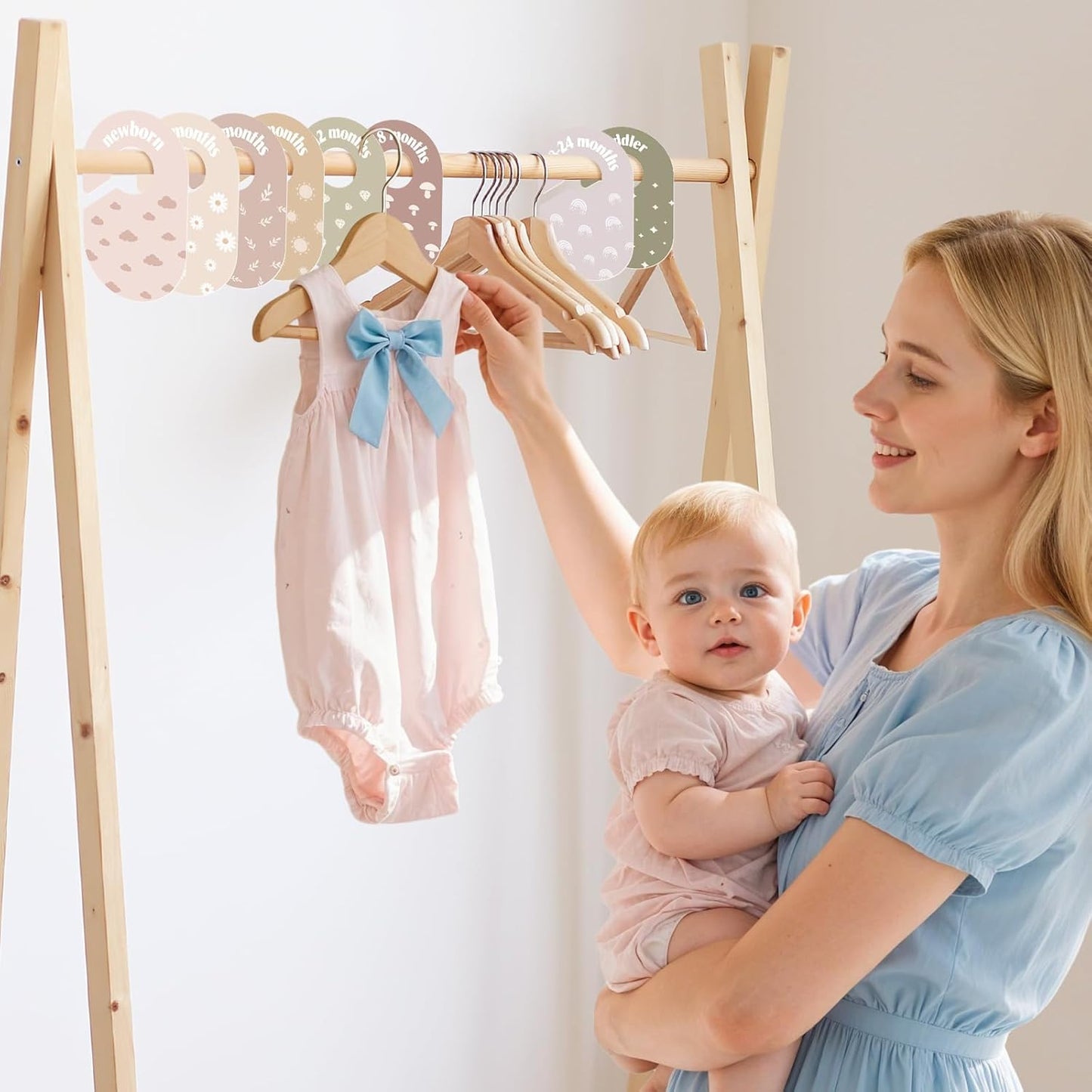 WSICSE Baby Closet Divider, Double-Sided Baby Clothes Organizer Nursery Decor Closet Dividers for baby Clothes 8 Designs from Newborn to 24 Month