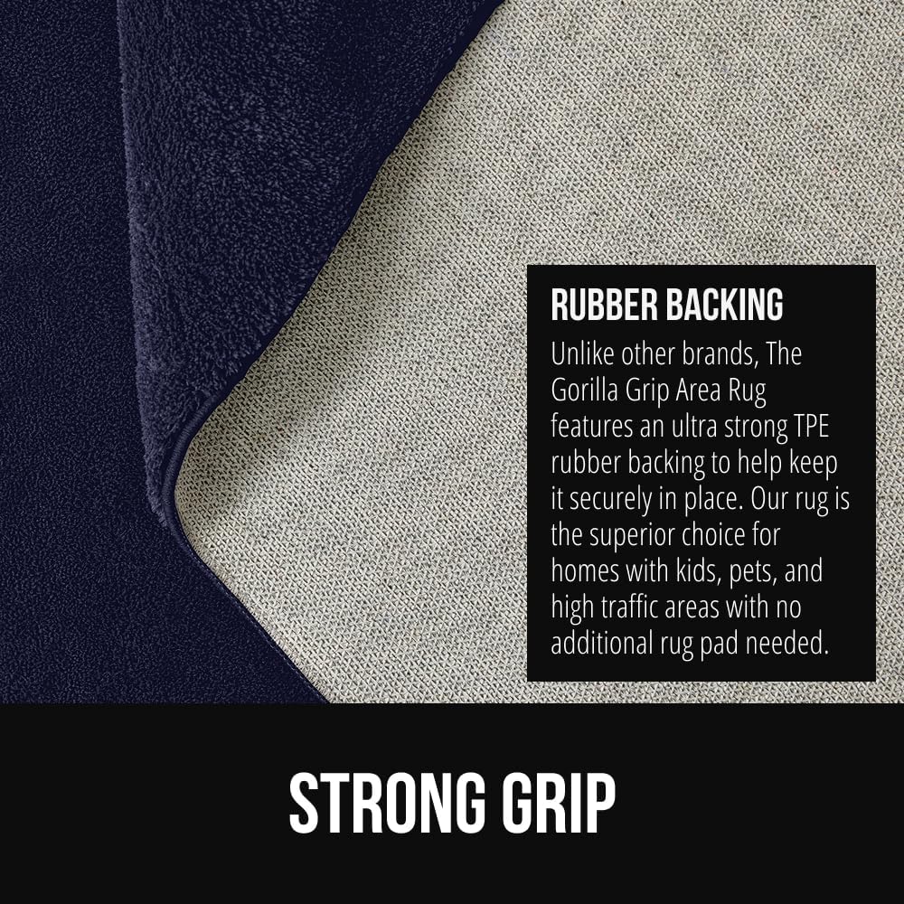 GORILLA GRIP Ultra Soft Washable Area Rug, Stain and Slip Resistant Plush Thick Carpet for Bedroom Living Room, No Shed Floor Rugs, Pet Friendly, Dorm Essentials, Kids Nursery Home Décor 5x3 Navy Blue