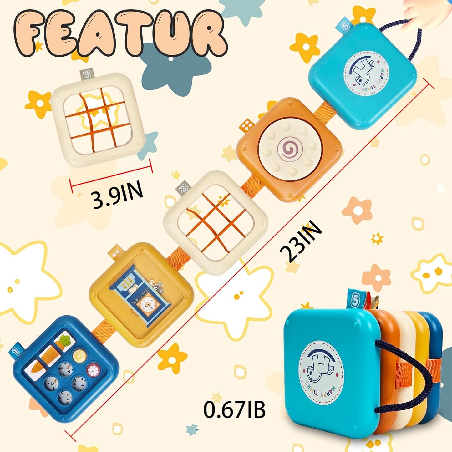 weirtoya Busy Board for 1 Year Old, Toddler Travel Toys for Toddler 1-3 Montessori Toys for 1 Year Old Travel Activities Cube Gifts for Baby Boy Girl My First Montessori Busy Board