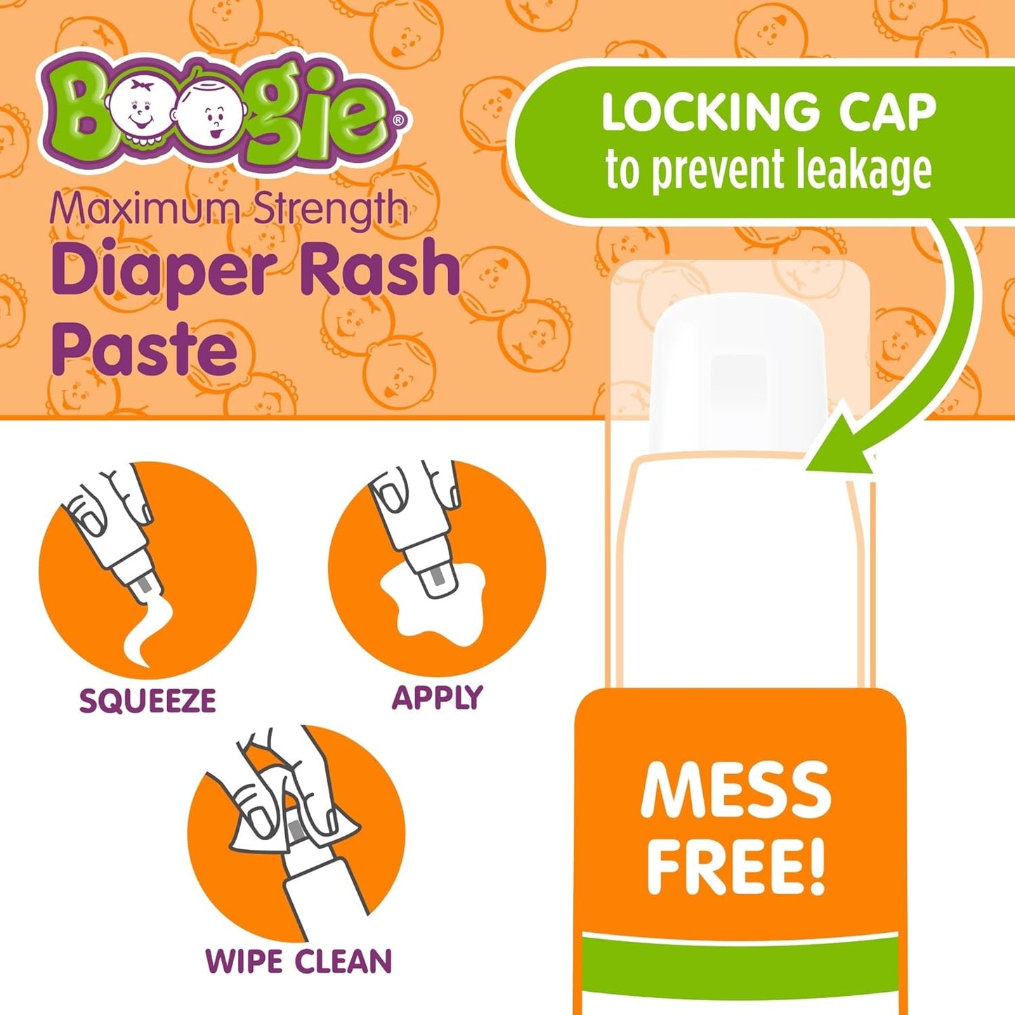 Boogie Maximum Strength Diaper Rash Paste in Applicator Tube, 4 oz. (Pack of 3)