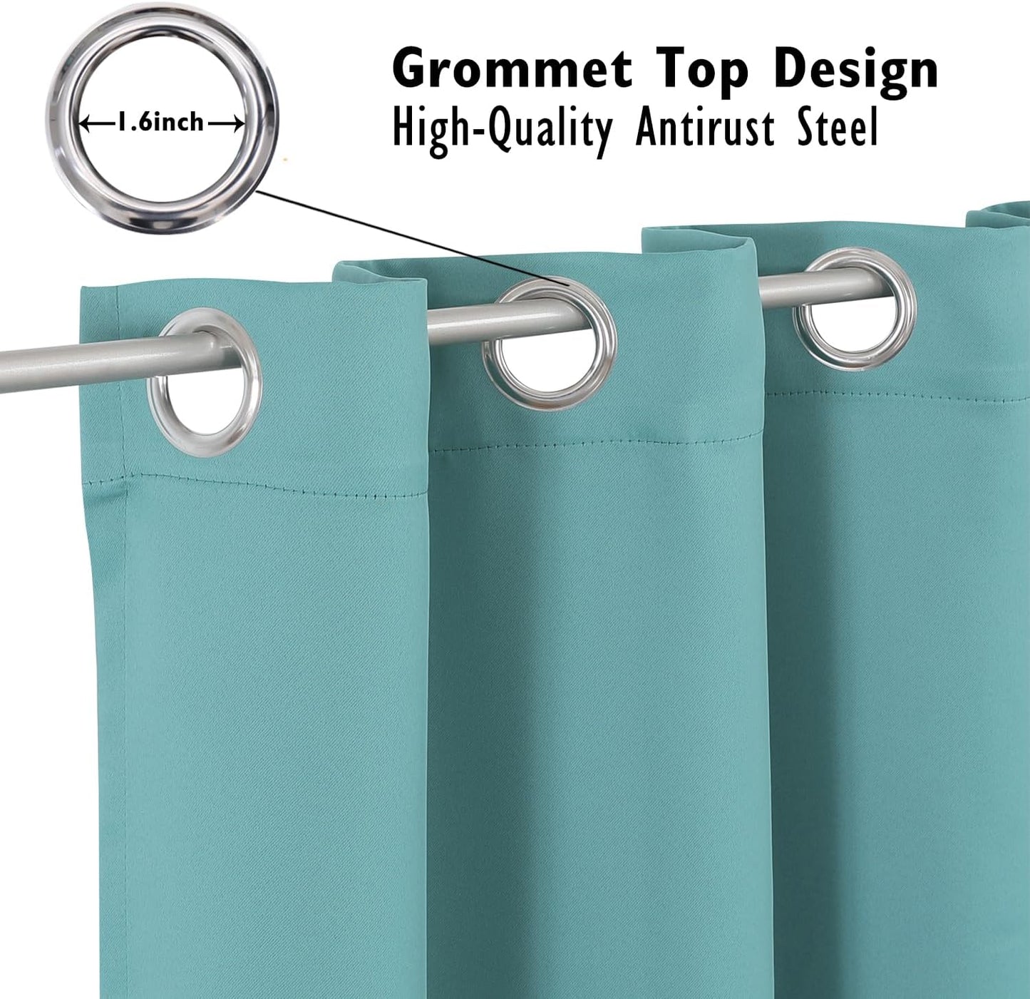 ChrisDowa Blackout Curtains 84 inches Long for Bedroom - 2 Panels Set Grommet Thermal Insulated Room Darkening Curtains for Living Room (Aqua, 42 x 84 Inch)