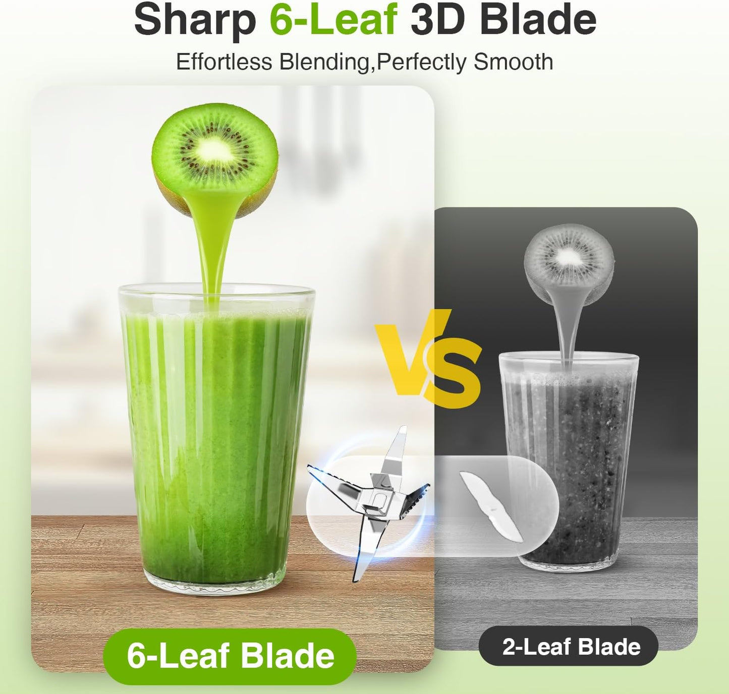 KOIOS Blender for Smoothies,Personal Blender for Shakes and Smoothies with 3 * 22oz To-Go Cups,22000 RPM Smoothie Maker,Detachable 6-leaf Blade Portable Blenders for kitchen,Black