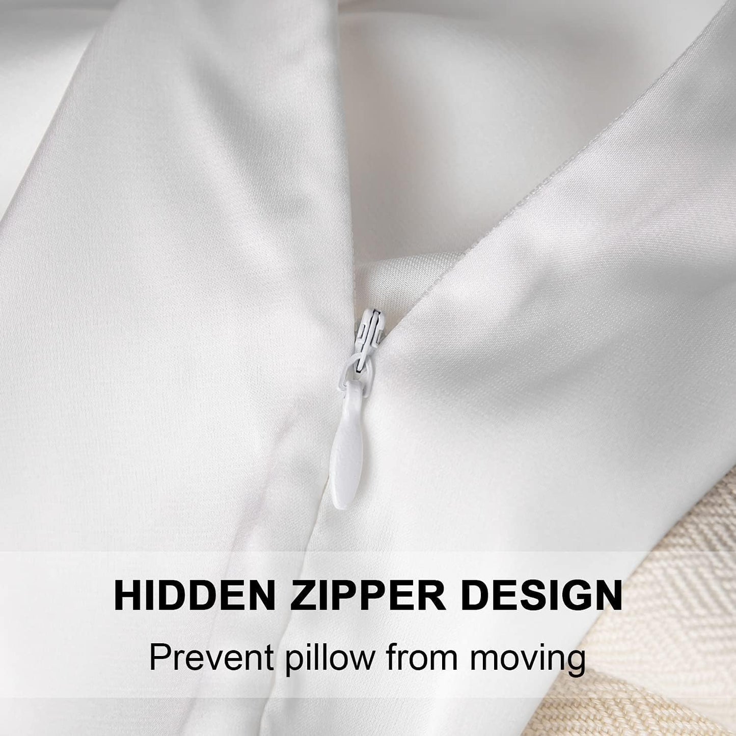 Mulberry Silk Pillowcase for Hair and Skin,Cooling Silk Pillow Case with Hidden Zipper,Allergen Proof Dual Sides Soft Breathable Smooth Silk Pillow Cover for Women (White, Body)