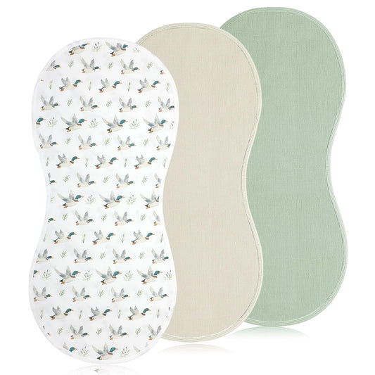 3 Pcs Changing Pad Liners Fits in Peanut Shape Changing Pad Waterproof Diaper Mats Organic Cotton Peanut Mats are Warm on a Baby's Back, Washable Reusable (Mallard Duck,Flaxen)