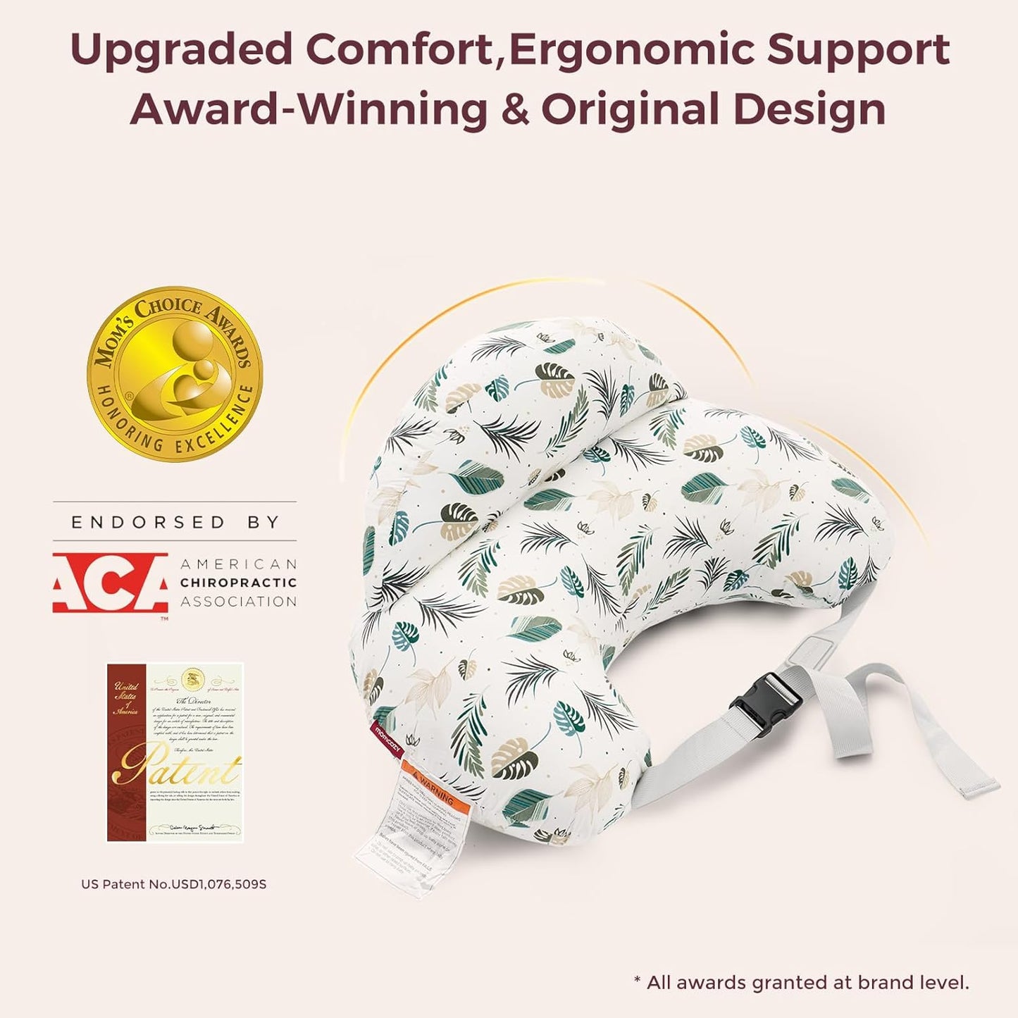 Momcozy Pioneering Safety Fence Nursing Pillow for Breastfeeding- Wider Feeding Pillows for More Support for Mom & Baby- Easier Nursing & Hand Free- Fit for All, Removable Cotton Cover