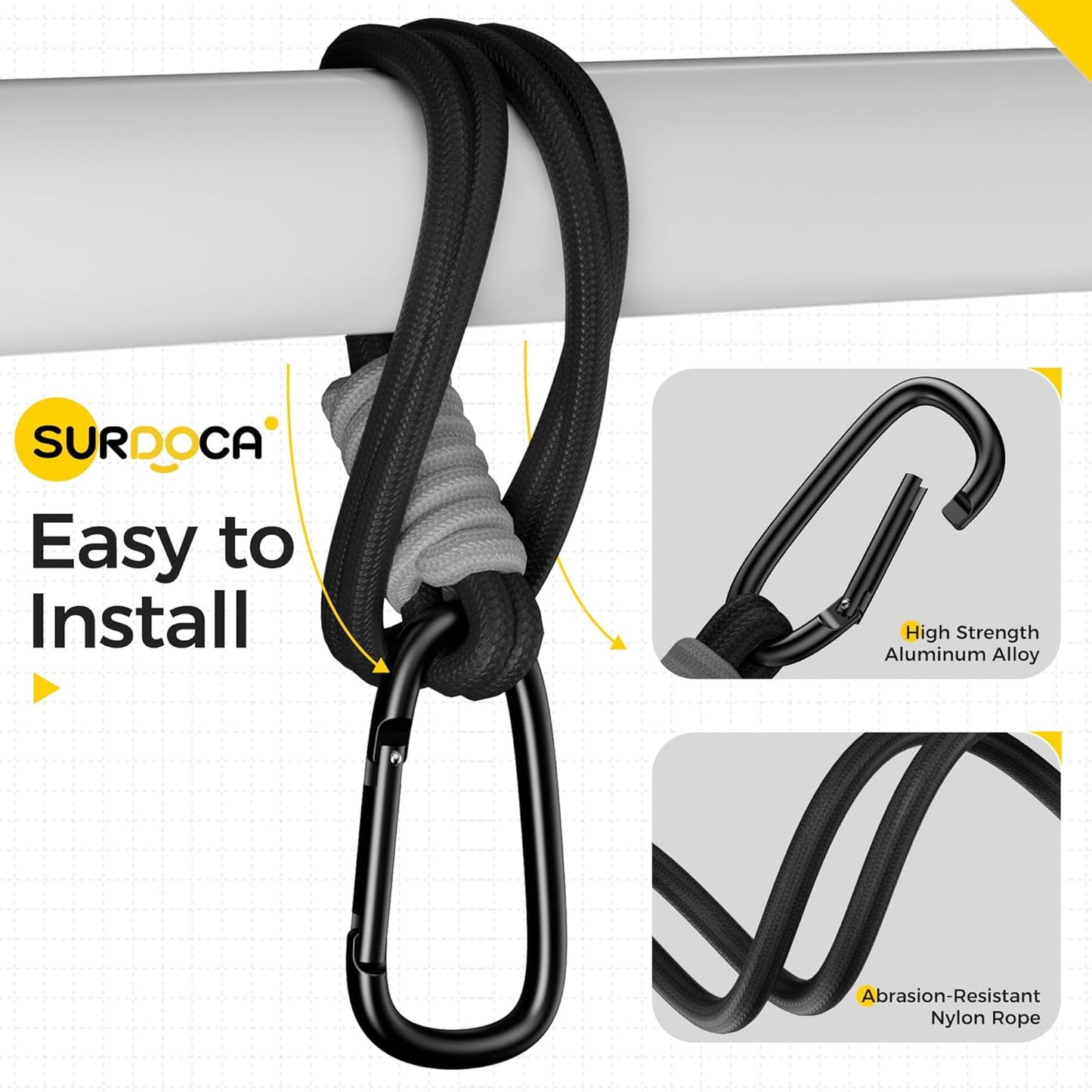 SURDOCA Baby Stroller Hooks, Stroller Clips and Hooks for Diaper Bag, Mommy Bag Hook for Stroller Heavy Duty, Universal Stroller Hanger and Strap, Stroller Accessories for Mom