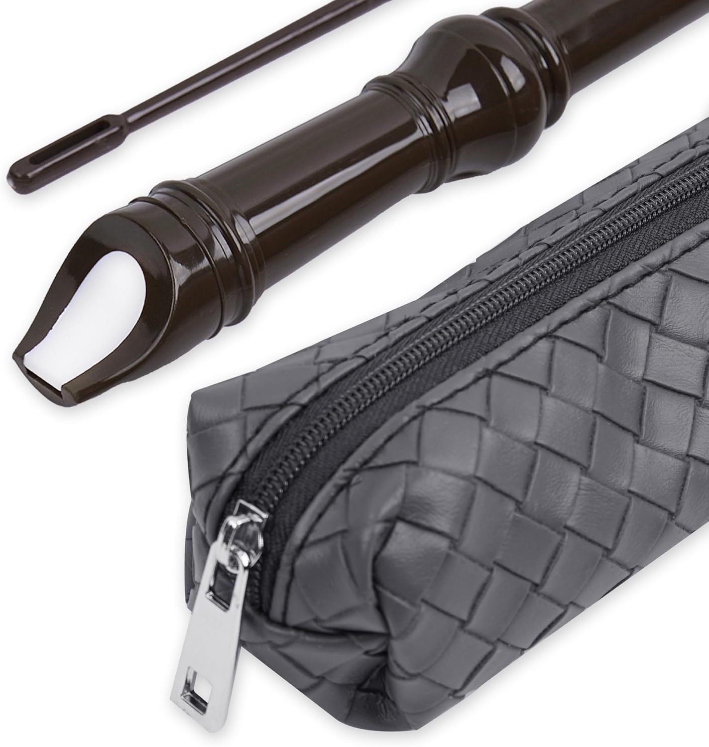 Recorder Instrument for Beginner Adults,8-Hole Soprano Descant Recorder Music Flute with Cleaning Rod & Case Bag For Home Entertainment(6-Woven Grey)