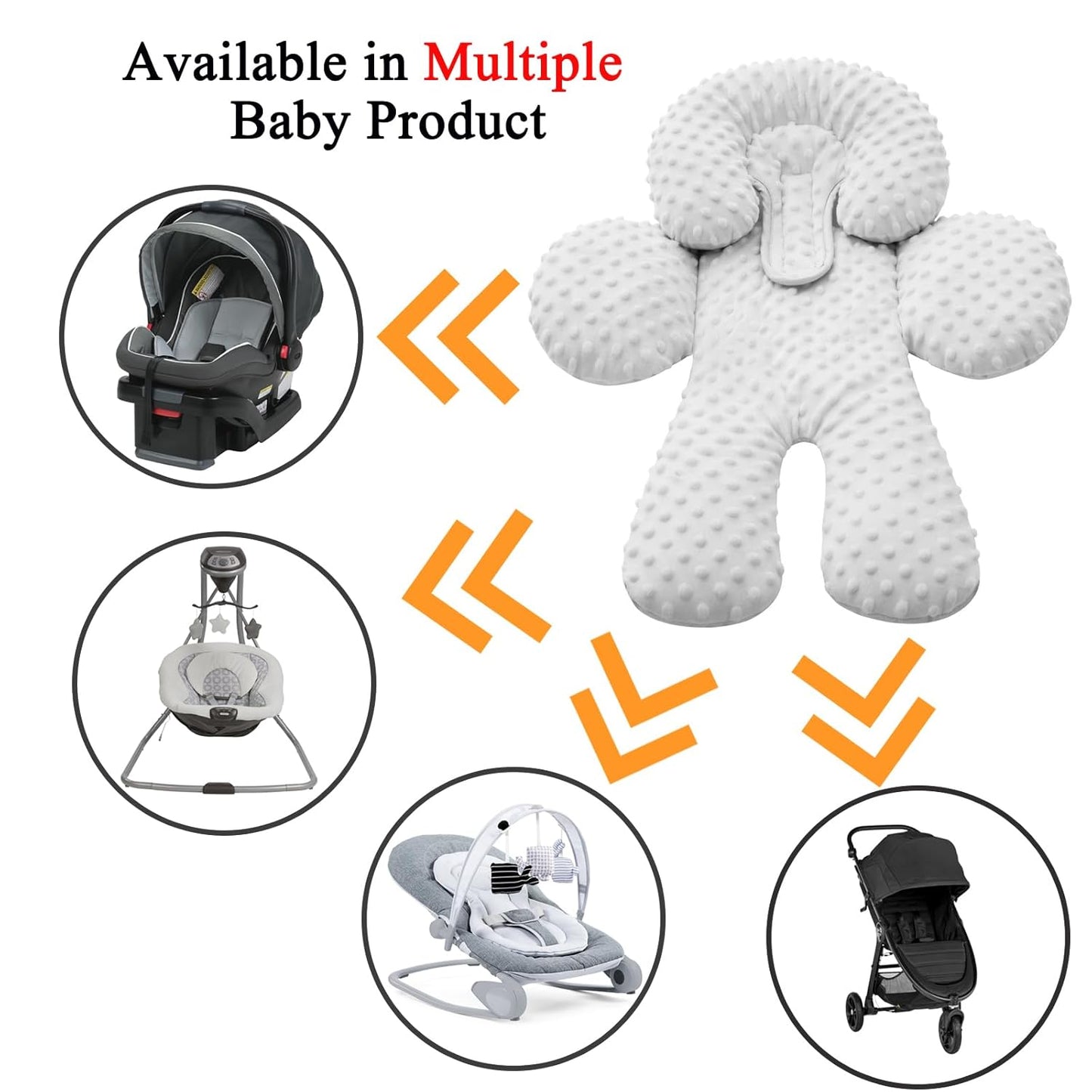 Pro Goleem Infant Car Seat Head Neck Body Support, Ultra-Soft Minky and Microfiber Newborn Car Seat Insert, Perfect for Car Seat, Stroller, 2-in-1 Reversible, for Boys and Girls, Gray