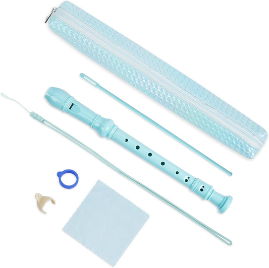 Recorder Instrument for Beginner Kids Adults,8-Hole Soprano Descant Recorder Music Flute with with Cleaning Rod & Leather Case For School Student Home Entertainment(2-Flash Woven Blue)